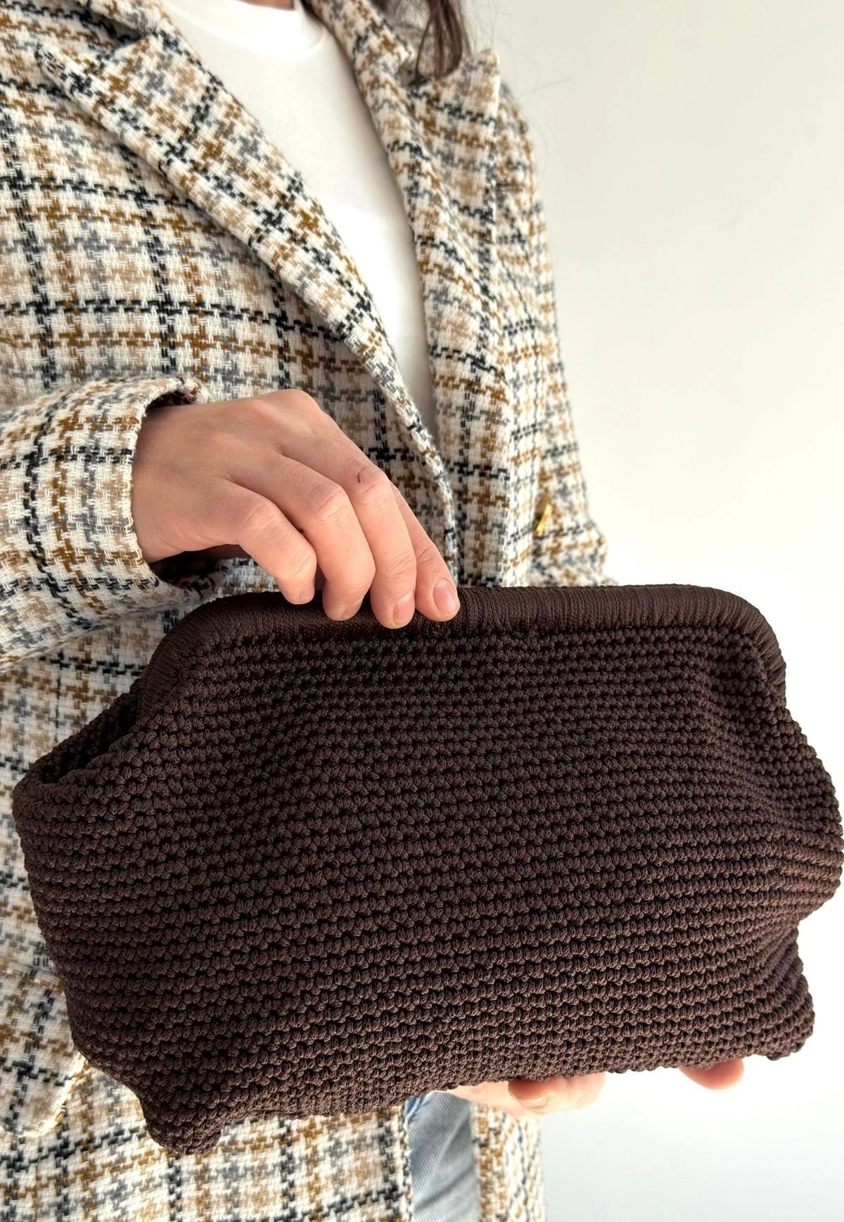 Froy Acı Kahve Örgü Çanta