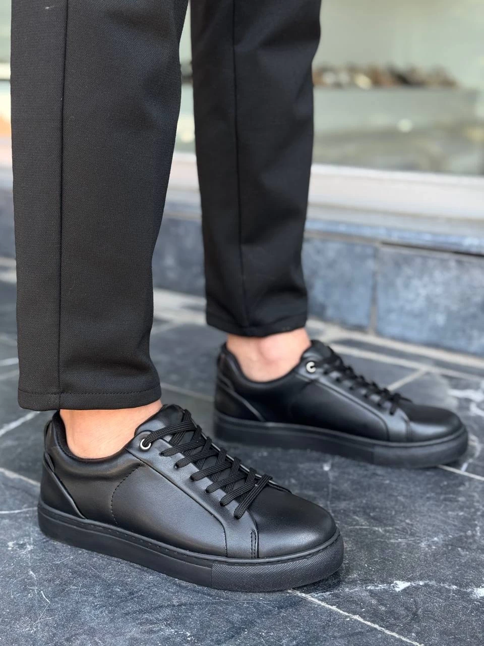 KB-BX1  Kuback Siyah Cilt Yüksek Siyah Taban Günlük Erkek Ayakkabı