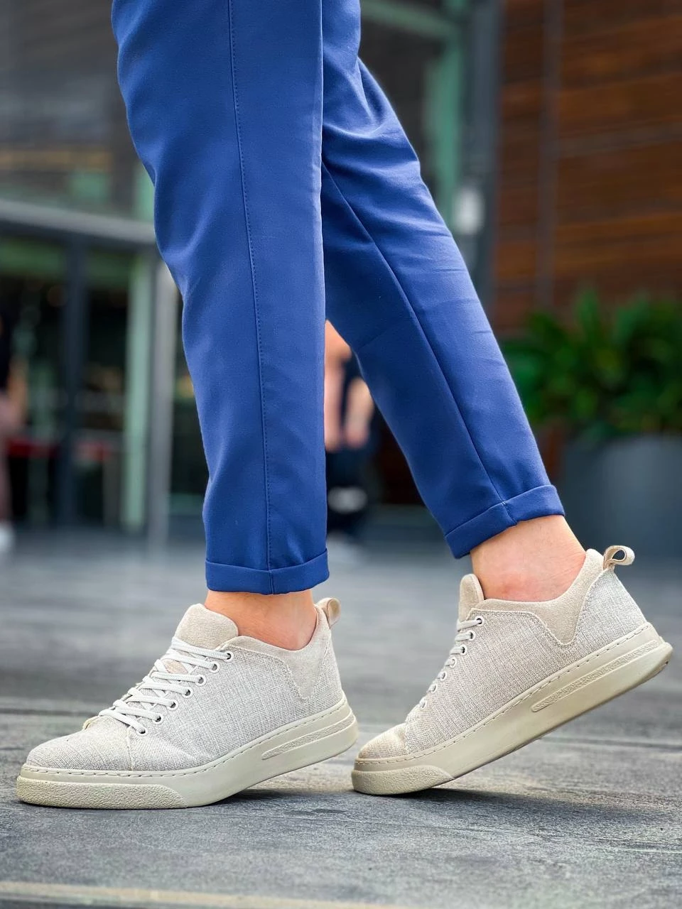 KB-X204 Kuback Bej Keten Bej Yüksek Taban Günlük Erkek Spor Ayakkabı