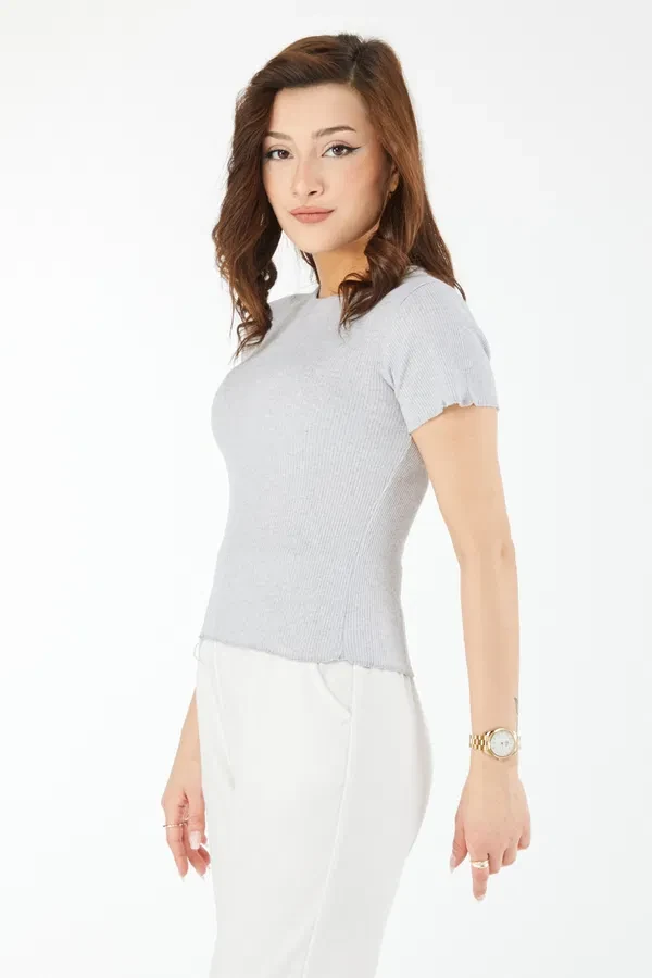 Kısa kollu bluz gri