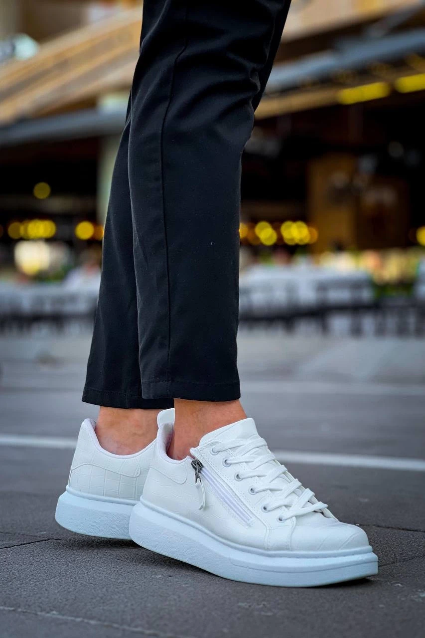 KB-309  Kuback Beyaz Fermuar Ve Bağcıklı  Günlük Erkek  Ayakkabı