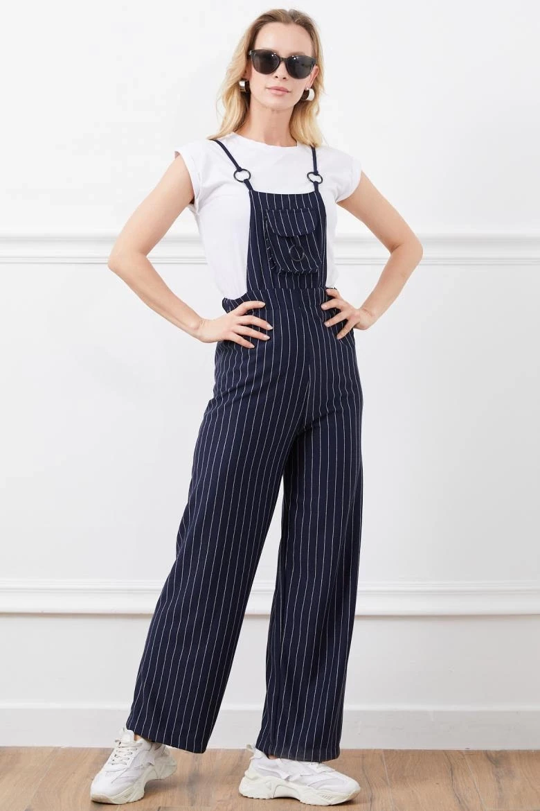 İp askılı beli lastikli tulum