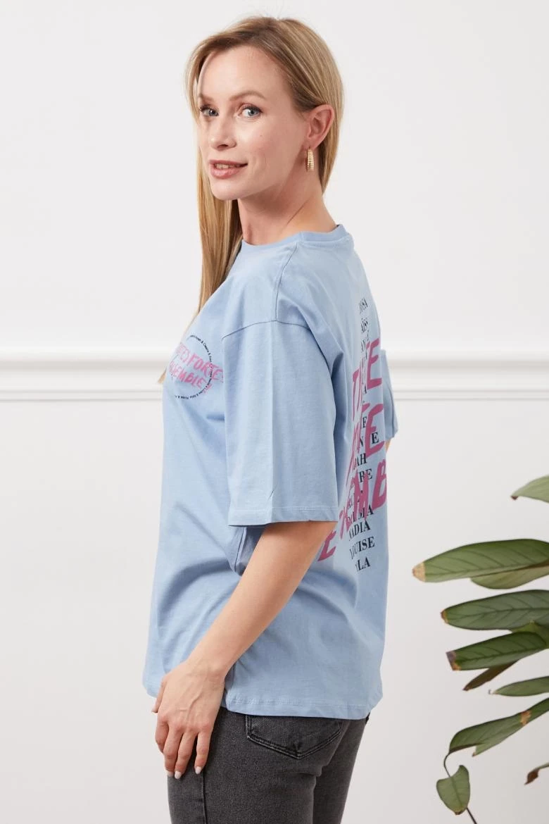Baskılı tişört mavi