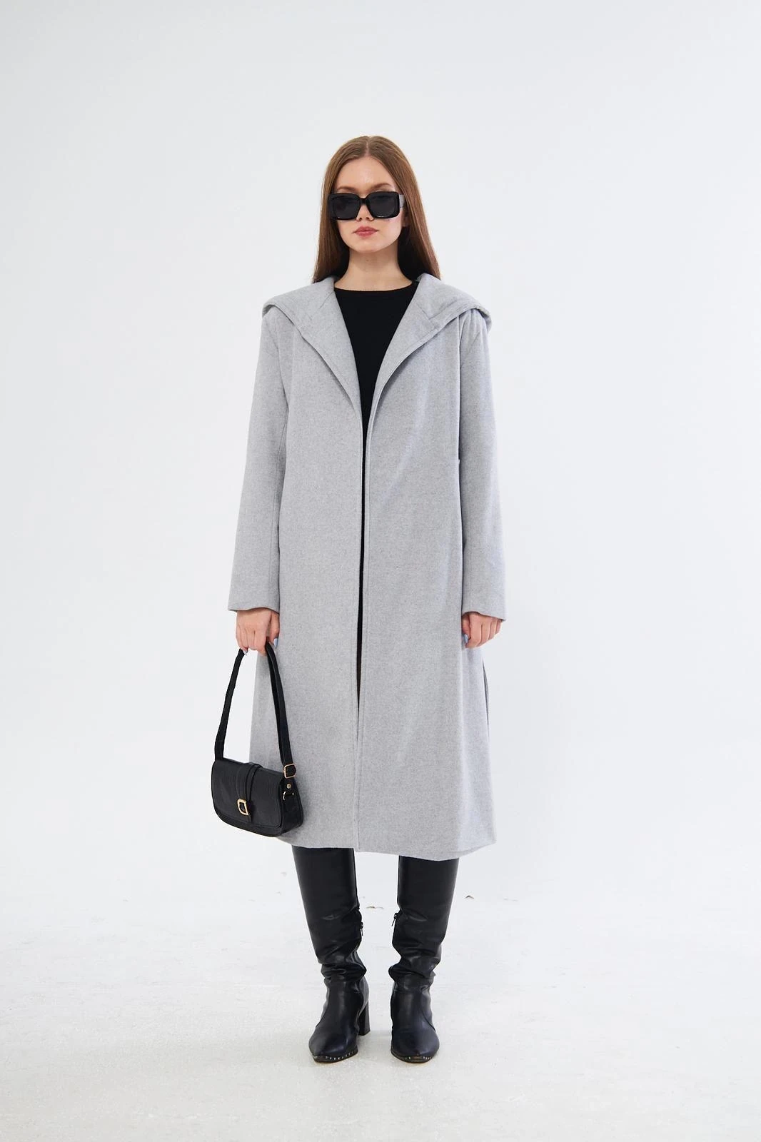 kapşonlu kaşe kaban