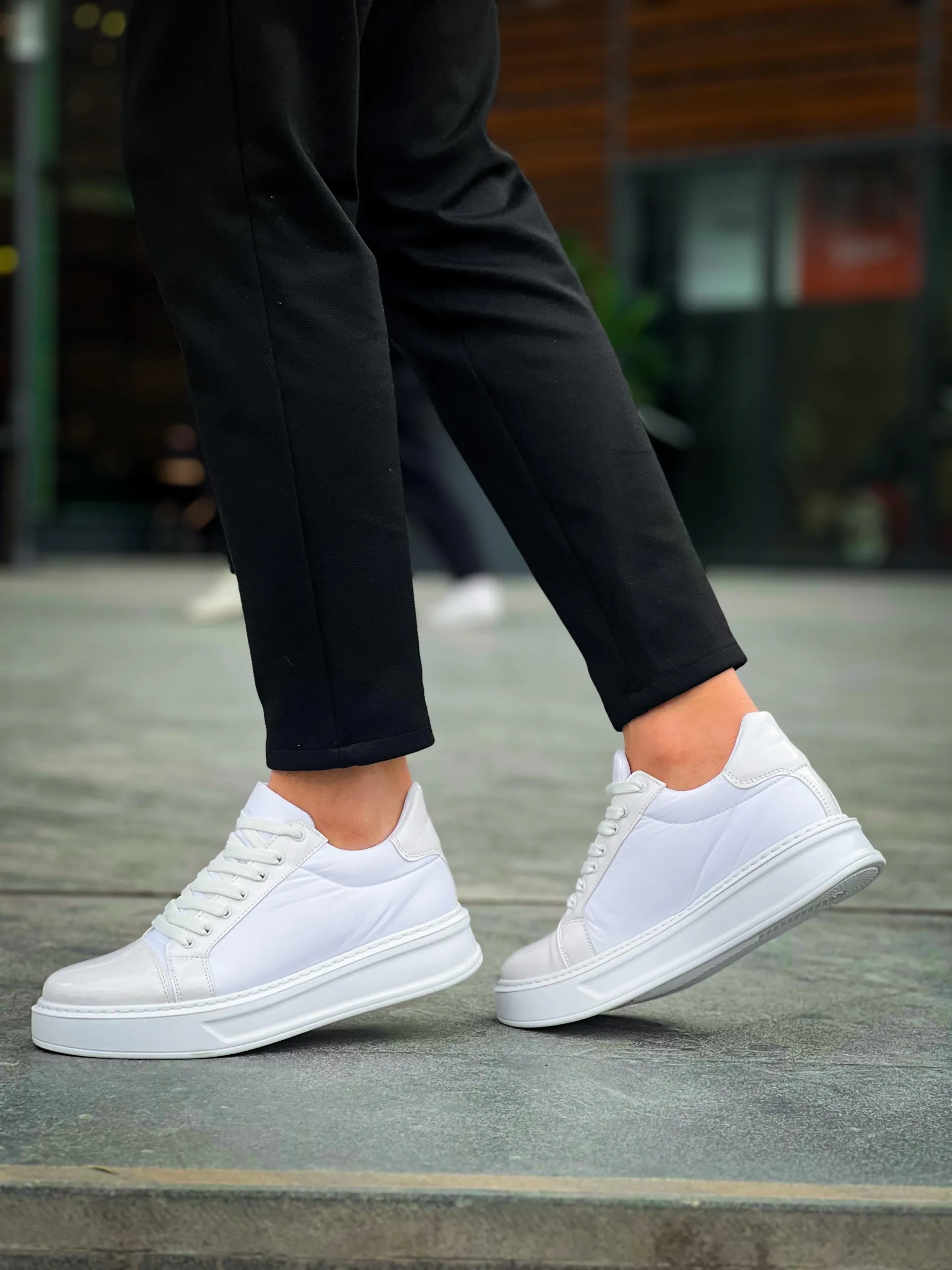 KB-X46 Kuback Beyaz Rugan Yüksek Beyaz Taban Günlük Spor Ayakkabı