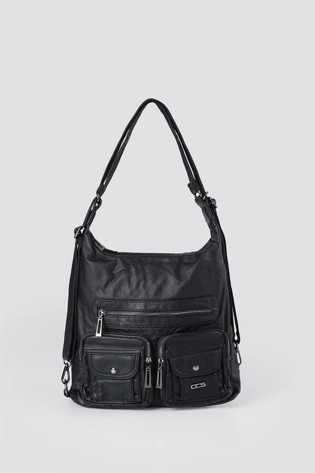 Kinya Siyah Cilt Omuz Çantası