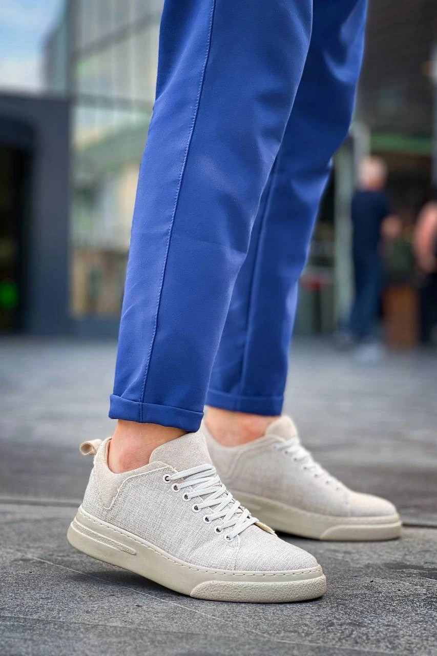 KB-X204 Kuback Bej Keten Bej Yüksek Taban Günlük Erkek Spor Ayakkabı
