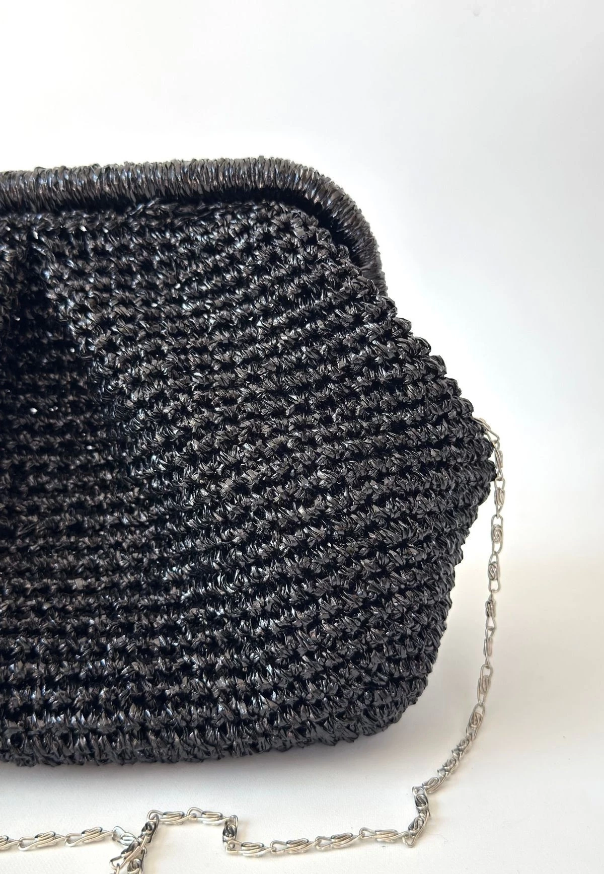 Froy Siyah Parlak Örgü Çanta