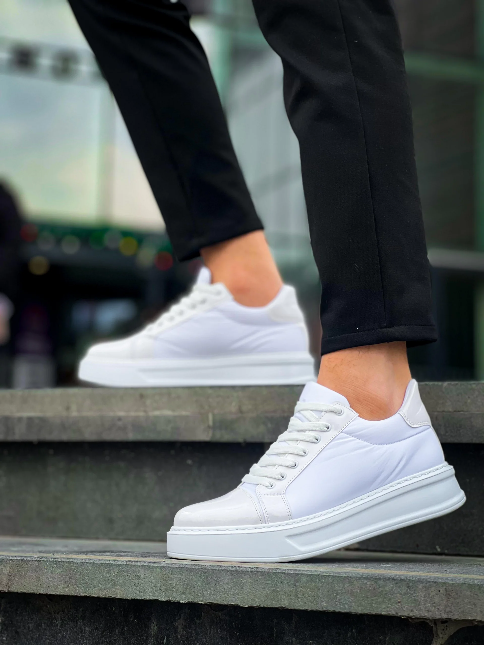 KB-X46 Kuback Beyaz Rugan Yüksek Beyaz Taban Günlük Spor Ayakkabı