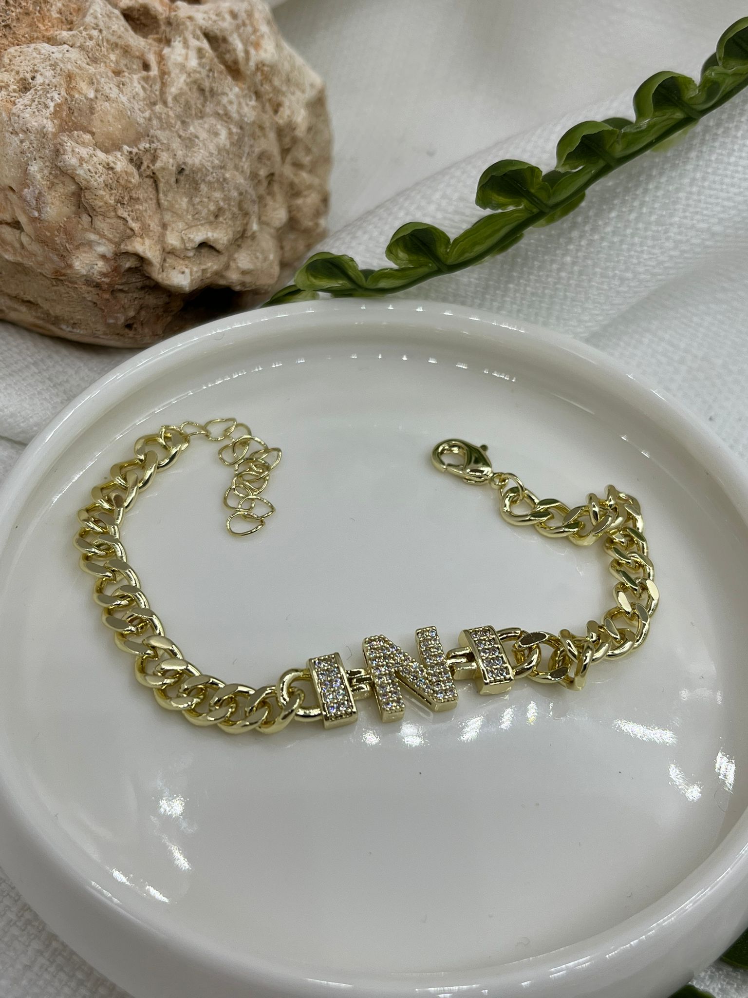 ÇELİK HARF BİLEKLİK 14K RENK