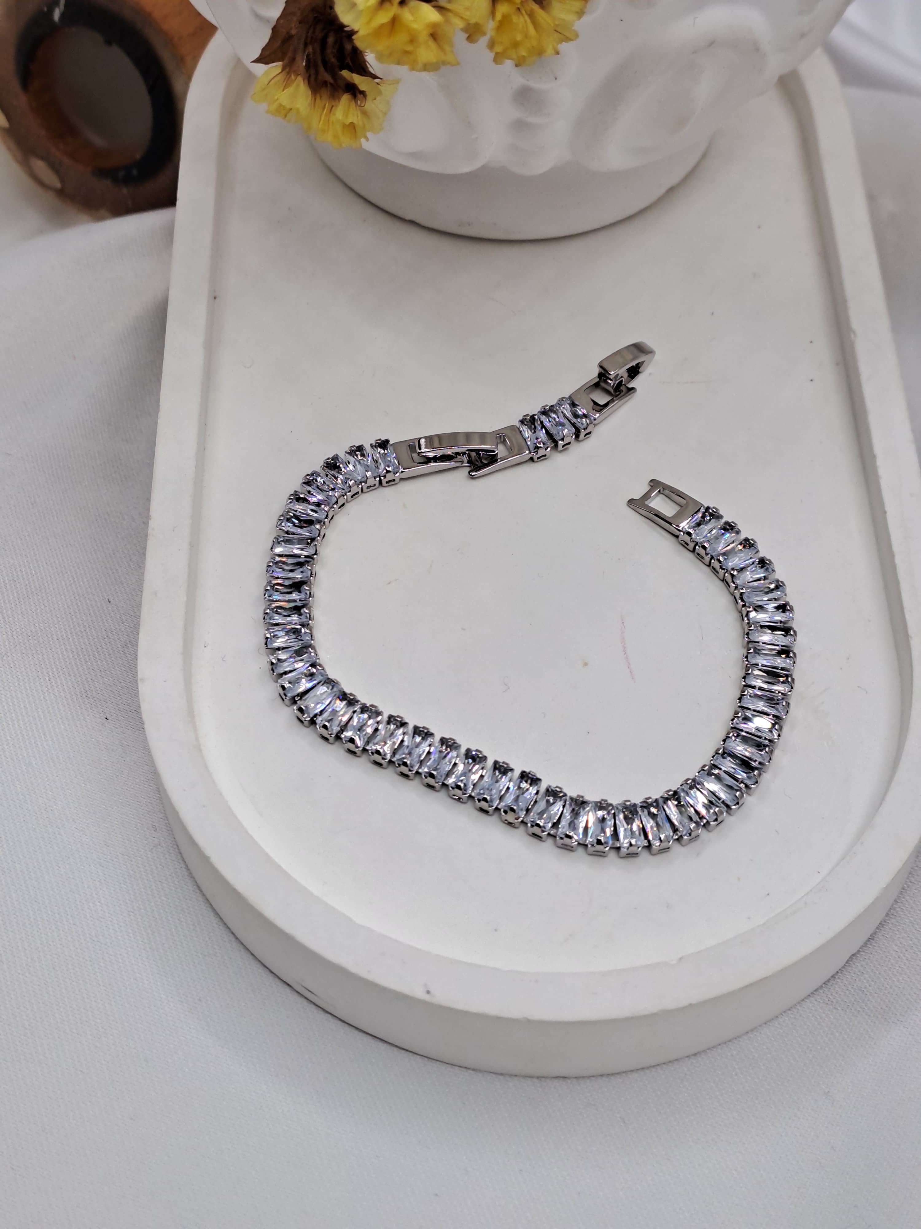 Baget TaşlıÇelik Silver Bileklik