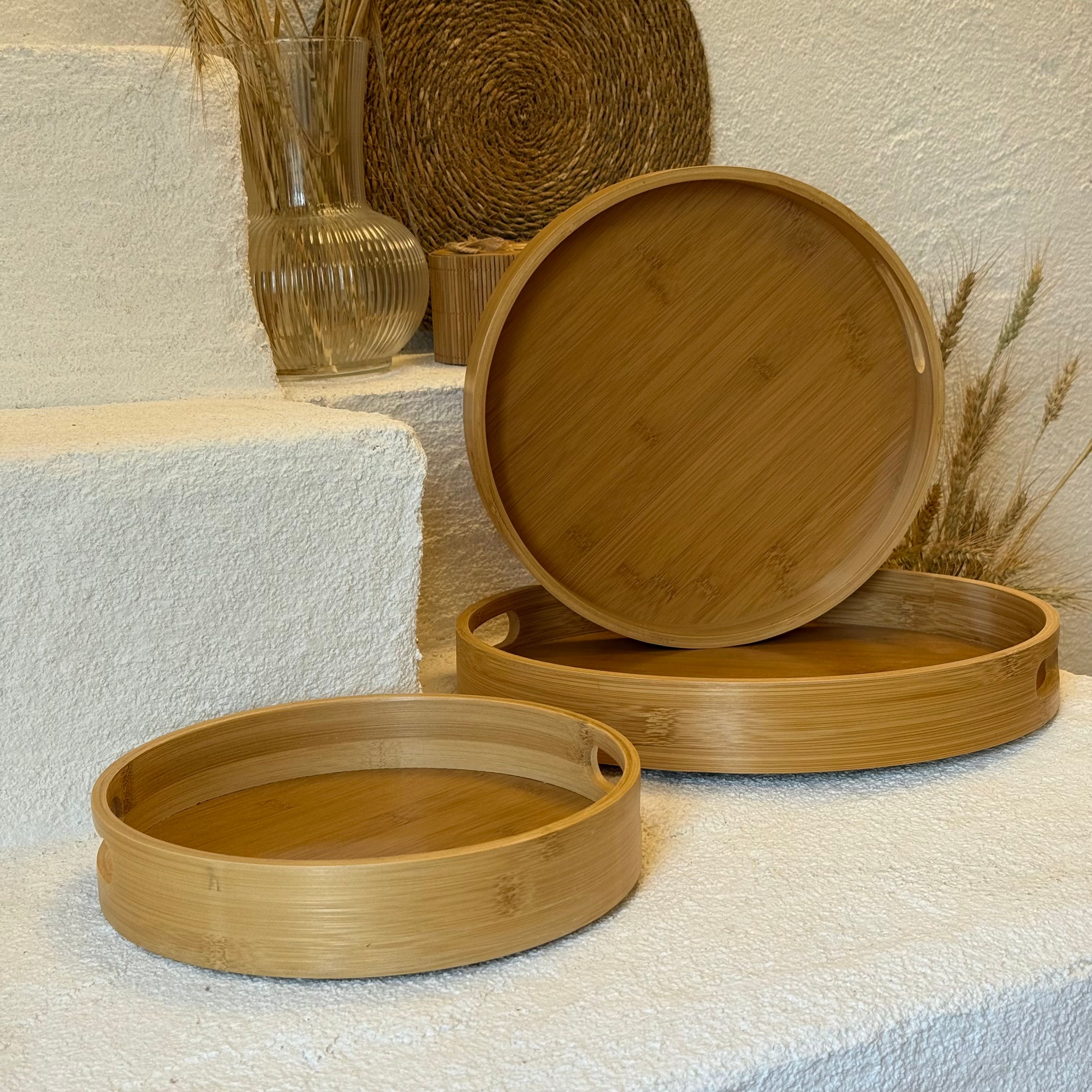 Lavin 3 Boy Bambu Yuvarlak Tepsi Set ( İyi Fiyat)
