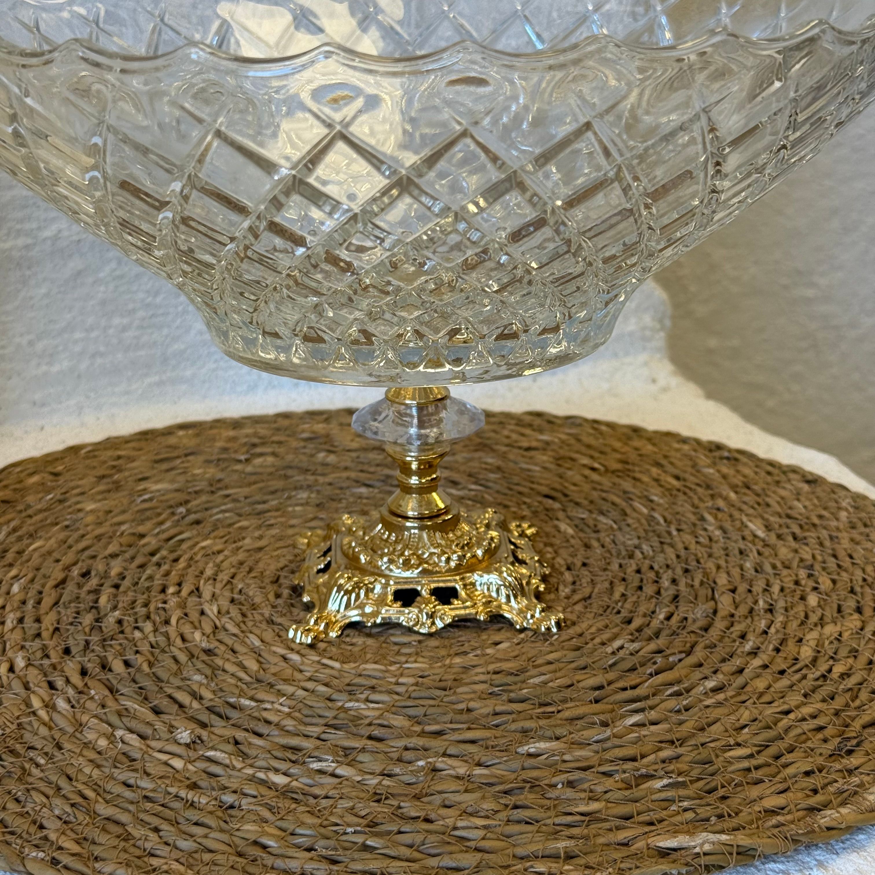Hanedan Gold Ayaklı Cam Kase 29x29x18 cm (2721)