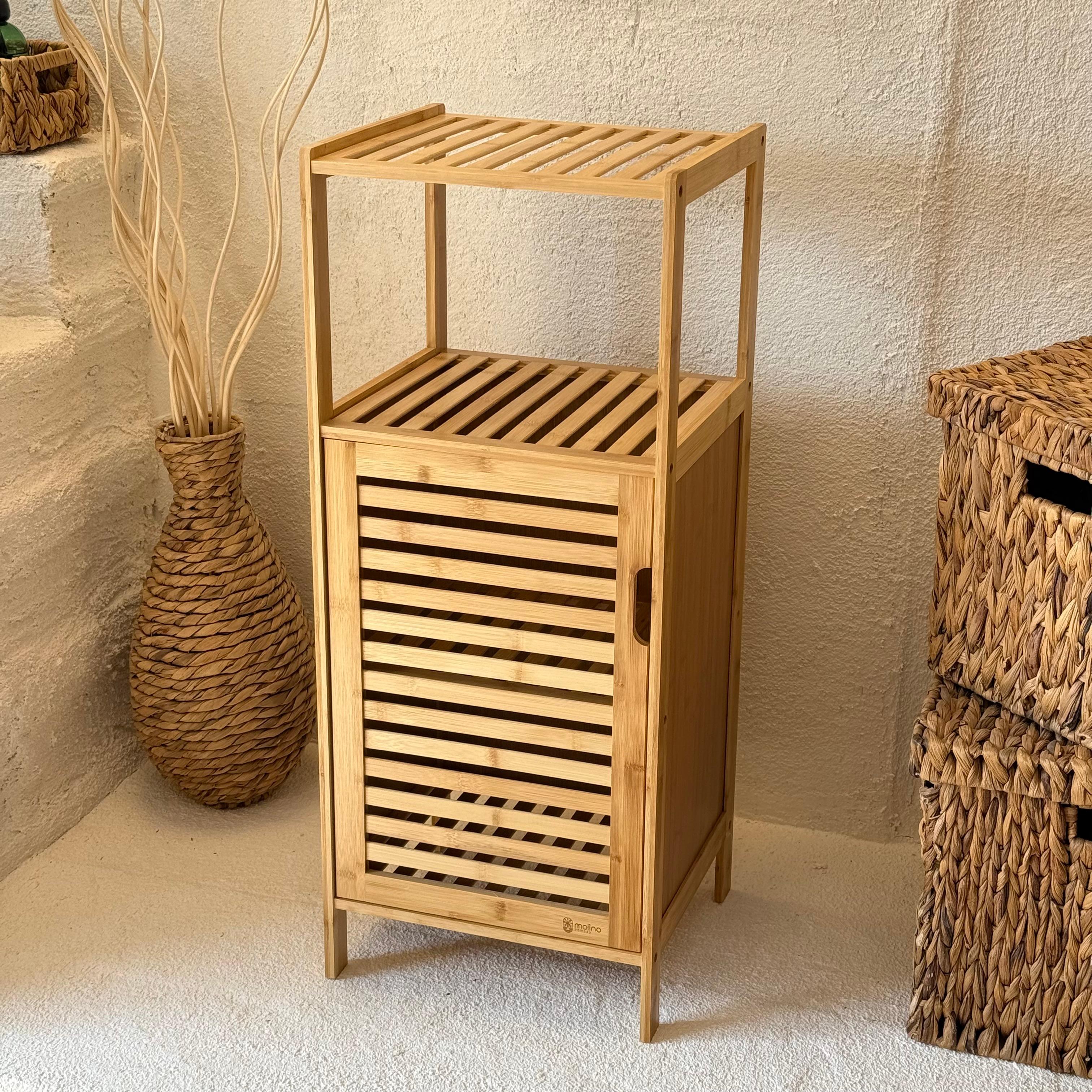 Melis Bambu Tek Kapaklı,2 Katlı Çok Amaçlı Banyo Dolabı 87x36x33 cm (İMKANSIZ FİYAT)