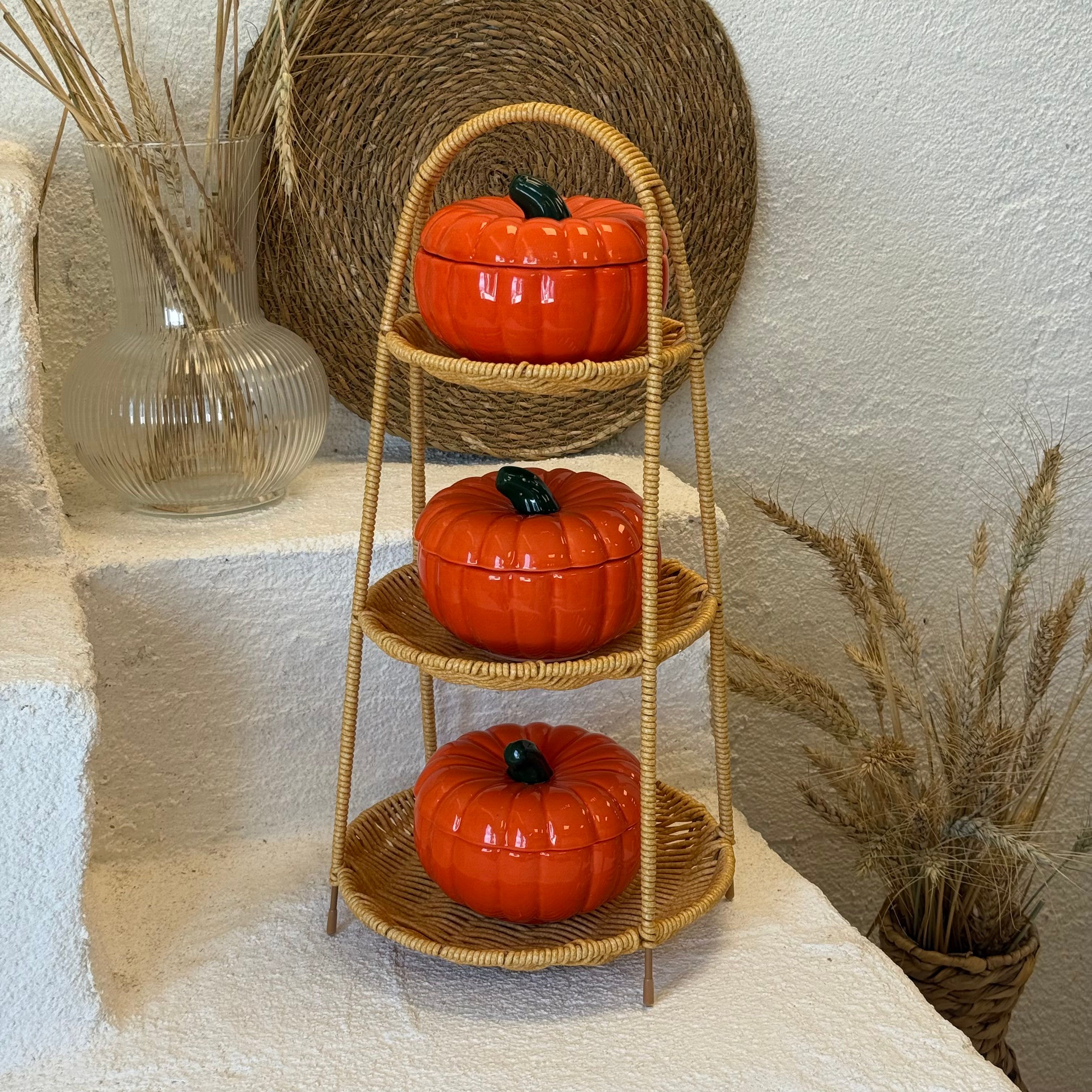 Rattan Stand Kabak Seti 4 Parça 