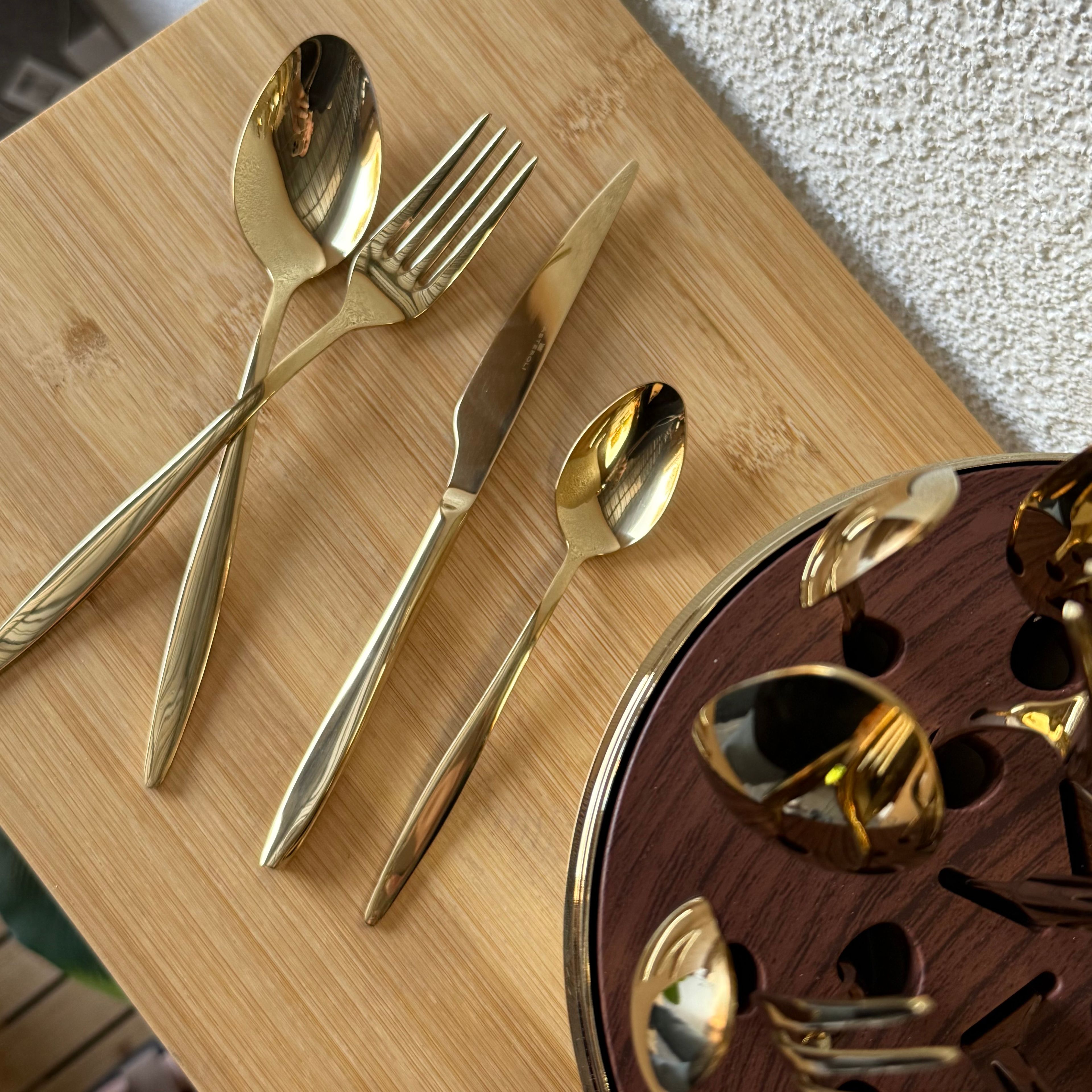 Egg Gold Çatal Kaşık Bıçak Seti 24 Parça 