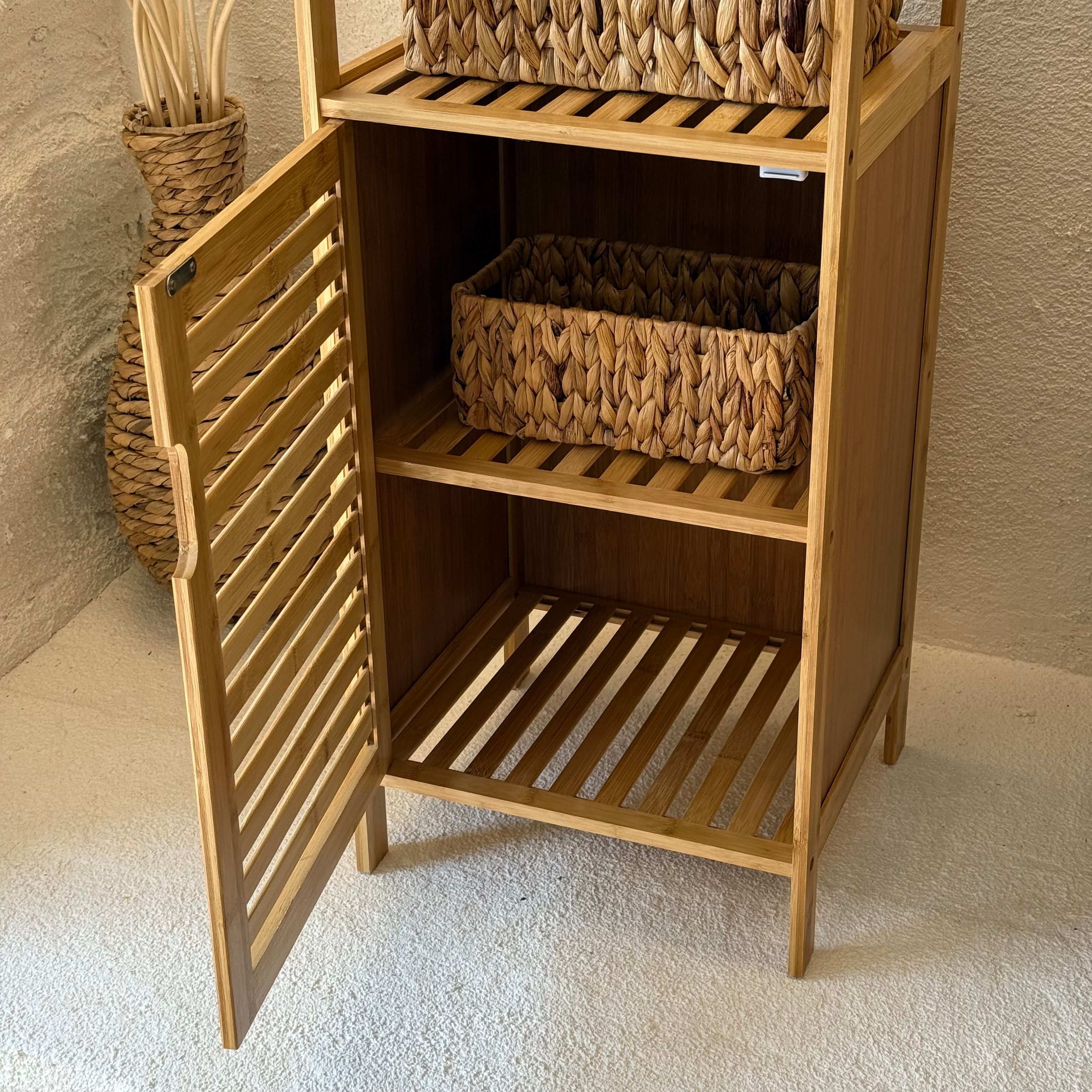 Melis Bambu Tek Kapaklı,2 Katlı Çok Amaçlı Banyo Dolabı 87x36x33 cm (İMKANSIZ FİYAT)