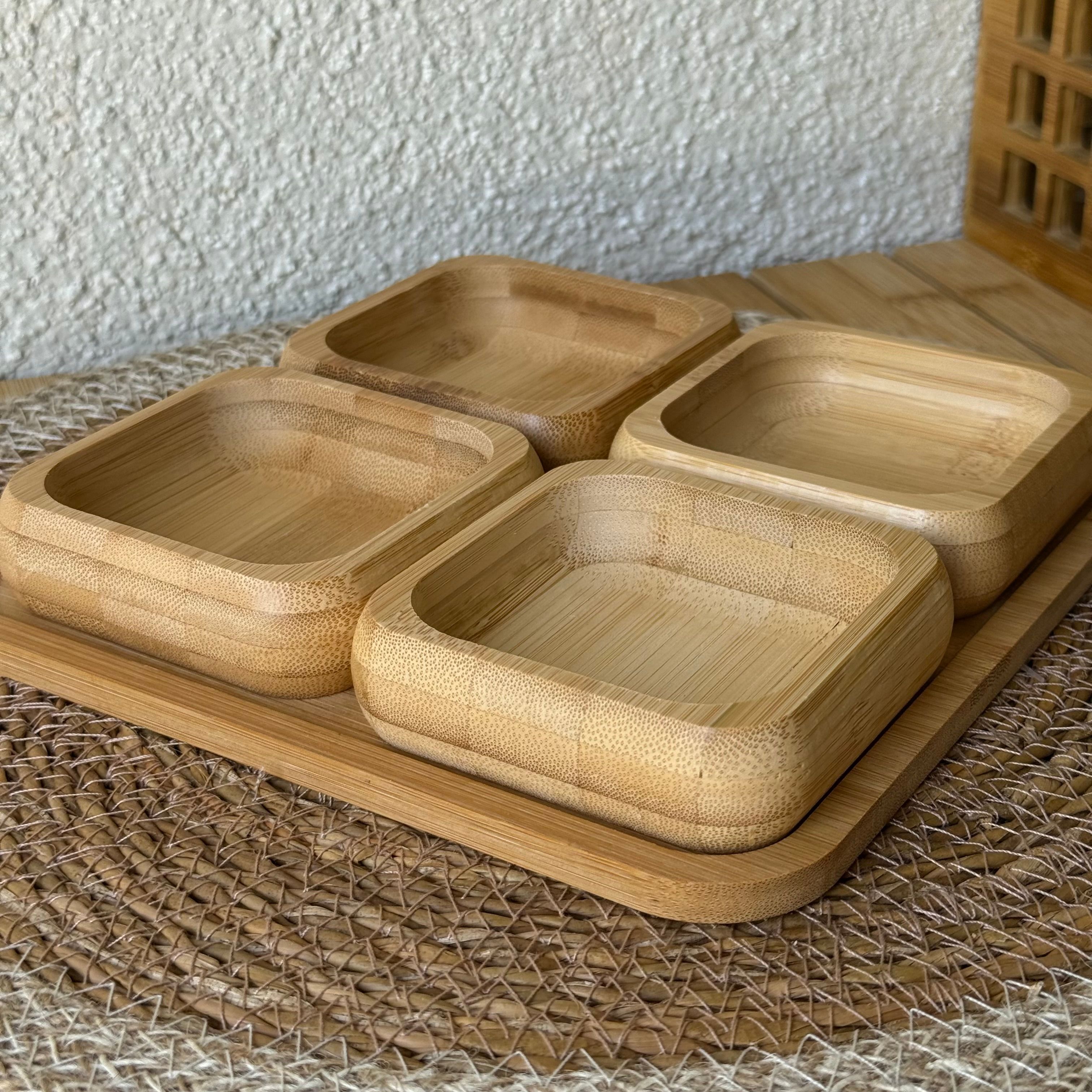 Roman Kare Bambu Standlı Çerezlik Seti (KOD:9082)