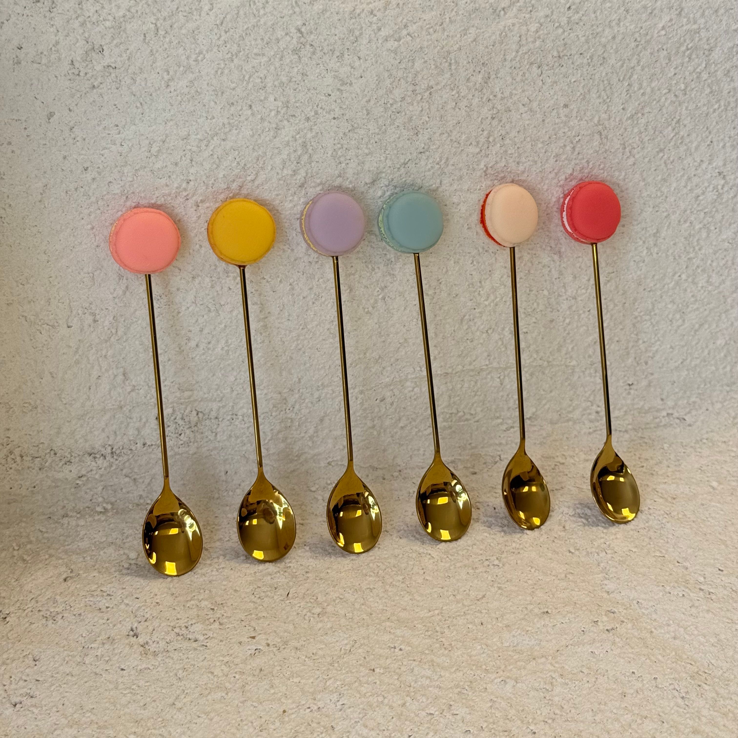 Makaron 6 Lı Tatlı Kaşık Seti Gold 14 cm 