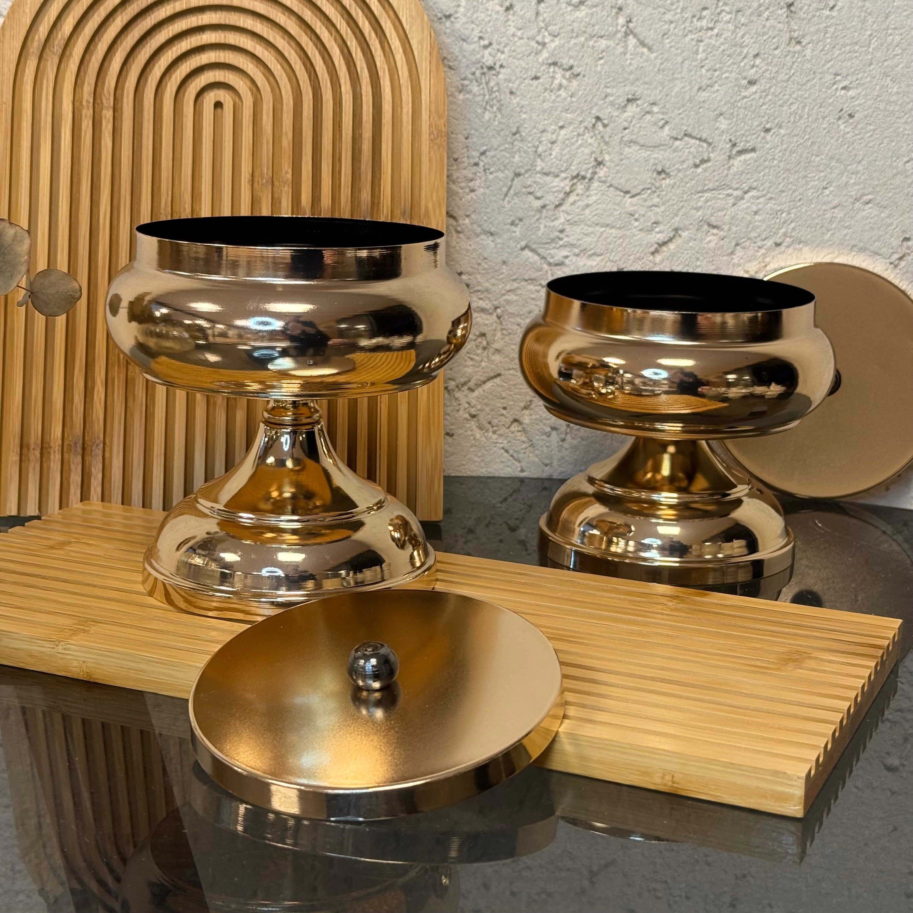 Evanev İkili Dekoratif Ultra Lüks Metal Şekerlik Set, (Bronz)