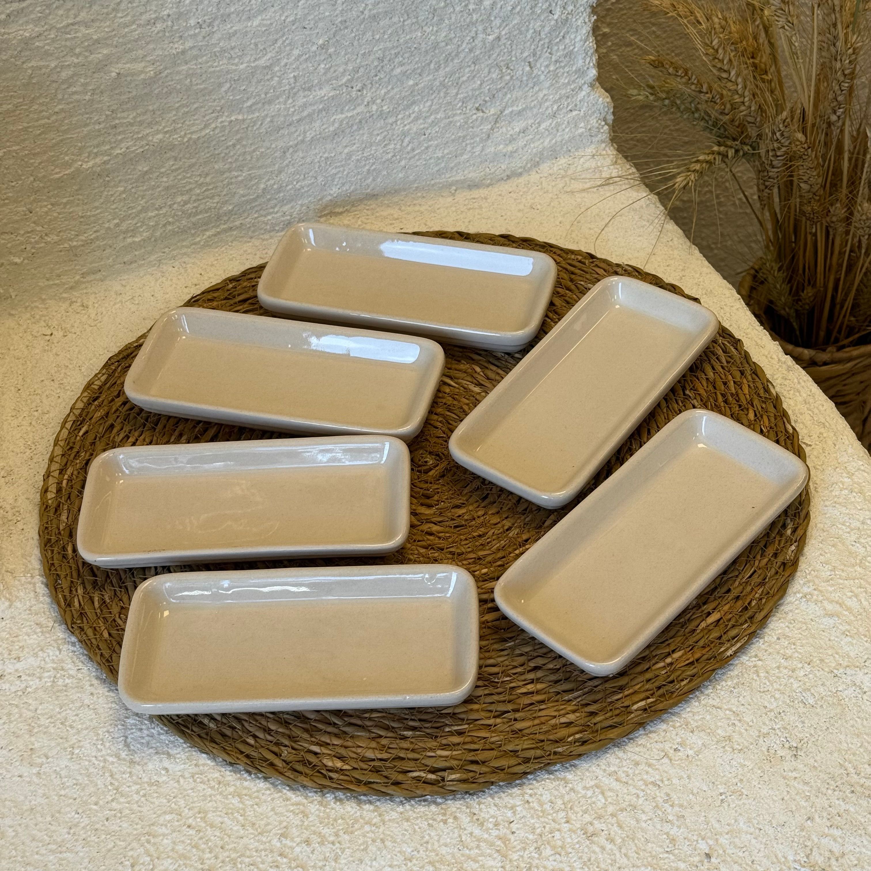 Buemos Dikdörtgen Seramik Kahvaltılık 6 Adet 15x7 cm 