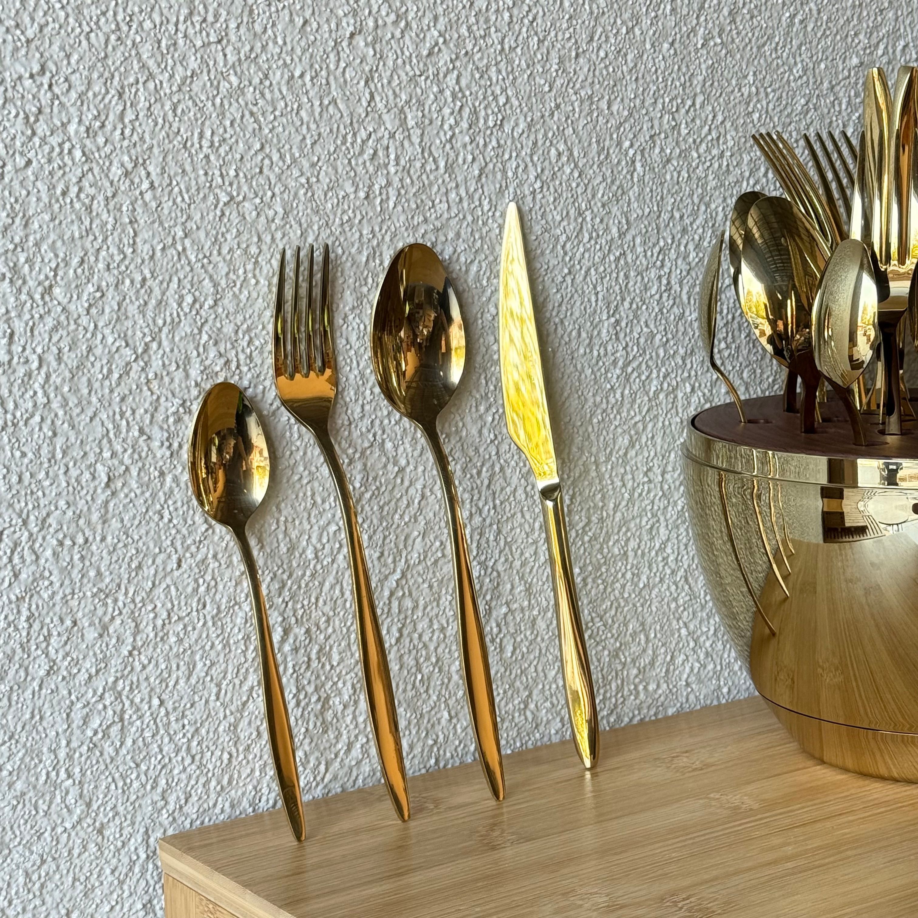 Egg Gold Çatal Kaşık Bıçak Seti 24 Parça 