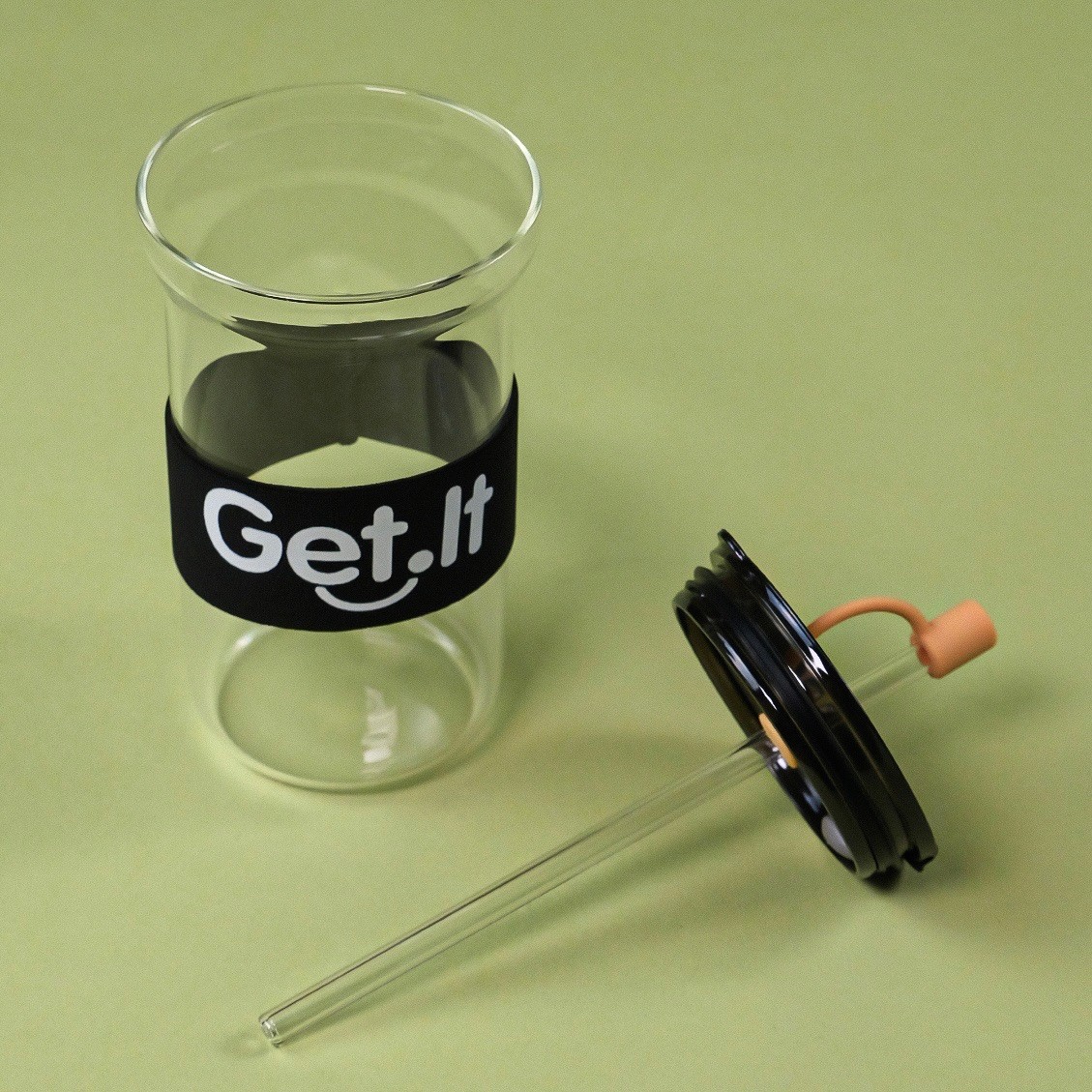 Get It Pipetli Borosilikat Cam Bardağı Siyah 500 ML 