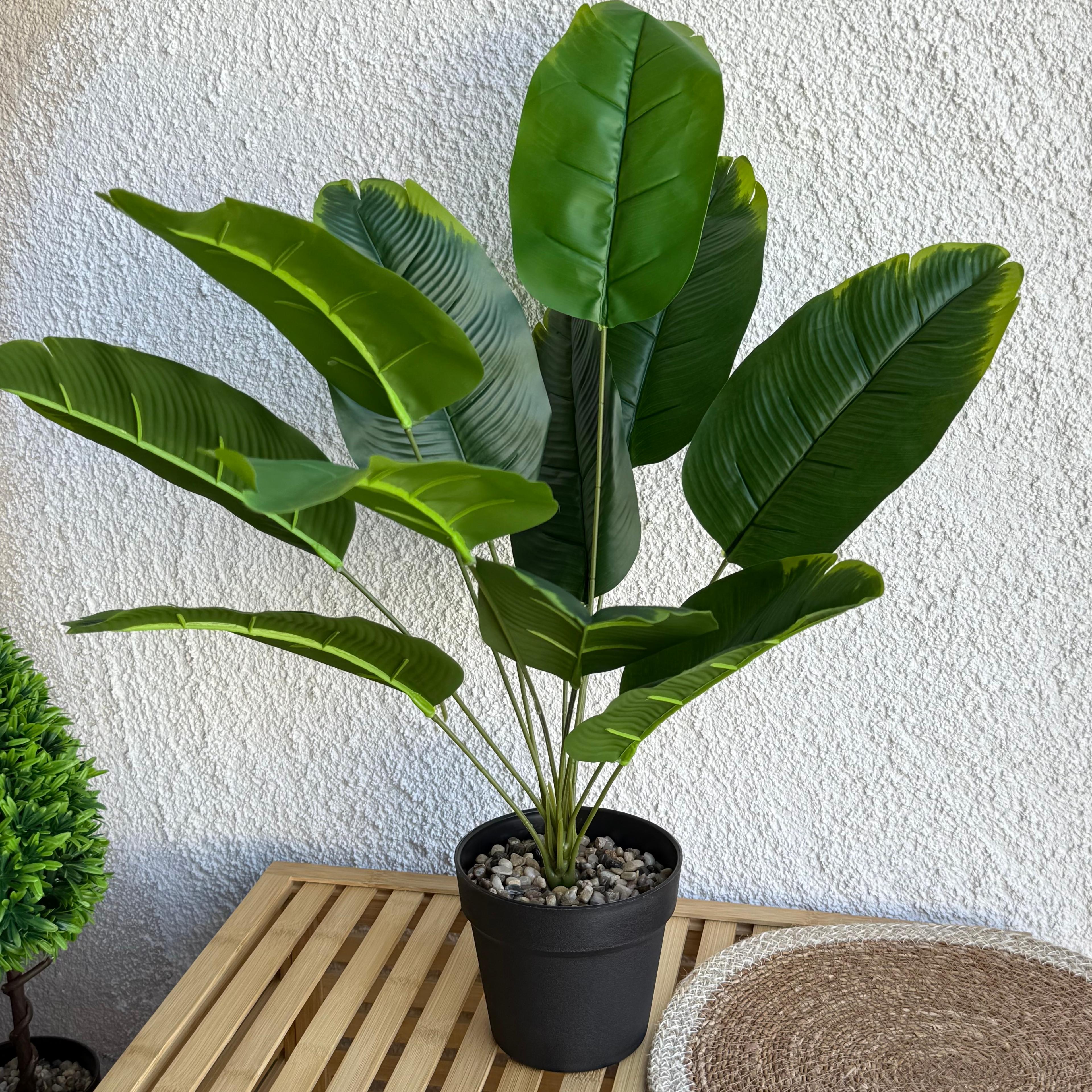 Uzun Yapraklı Saksılı Yapay Çiçek 65 cm 