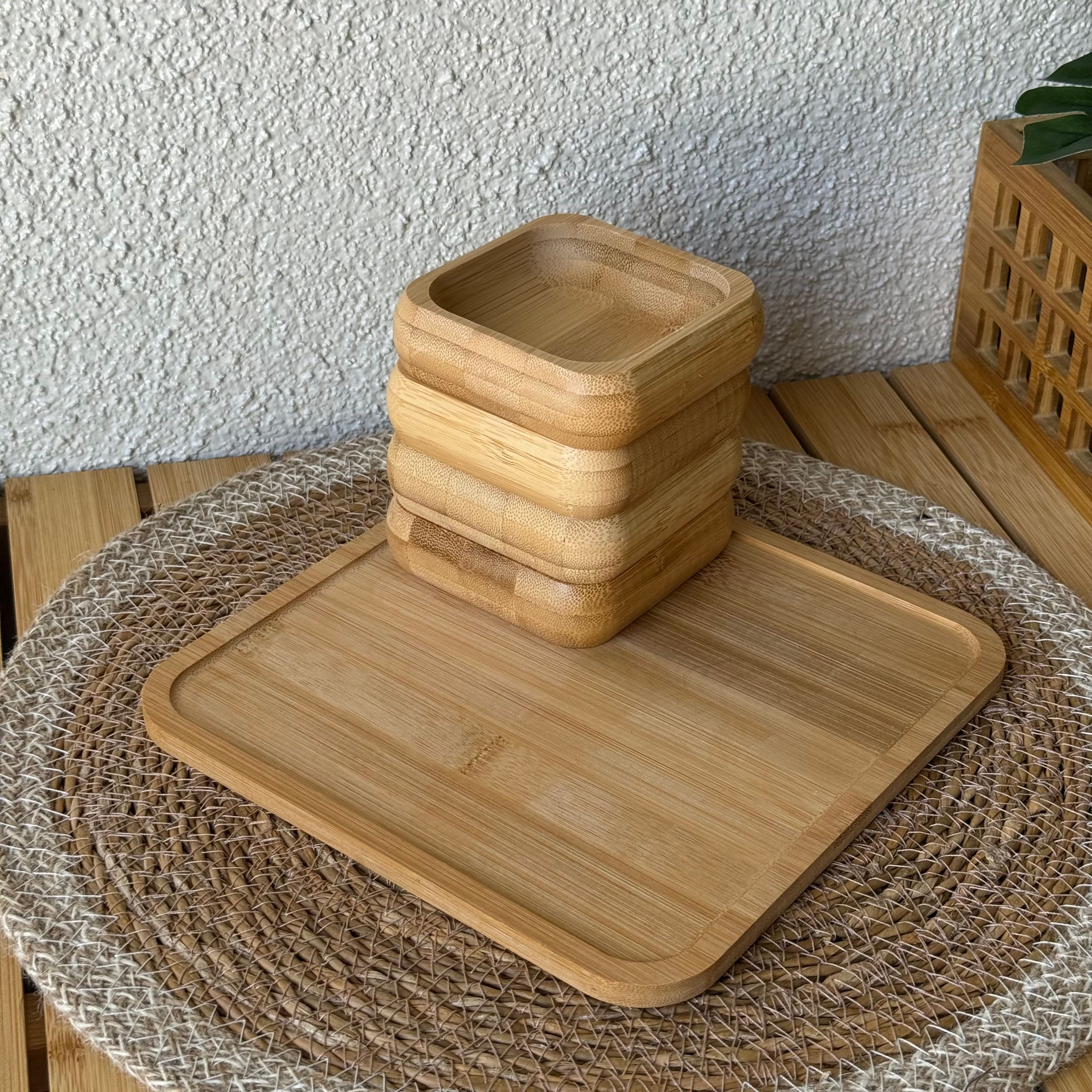 Roman Kare Bambu Standlı Çerezlik Seti (KOD:9082)