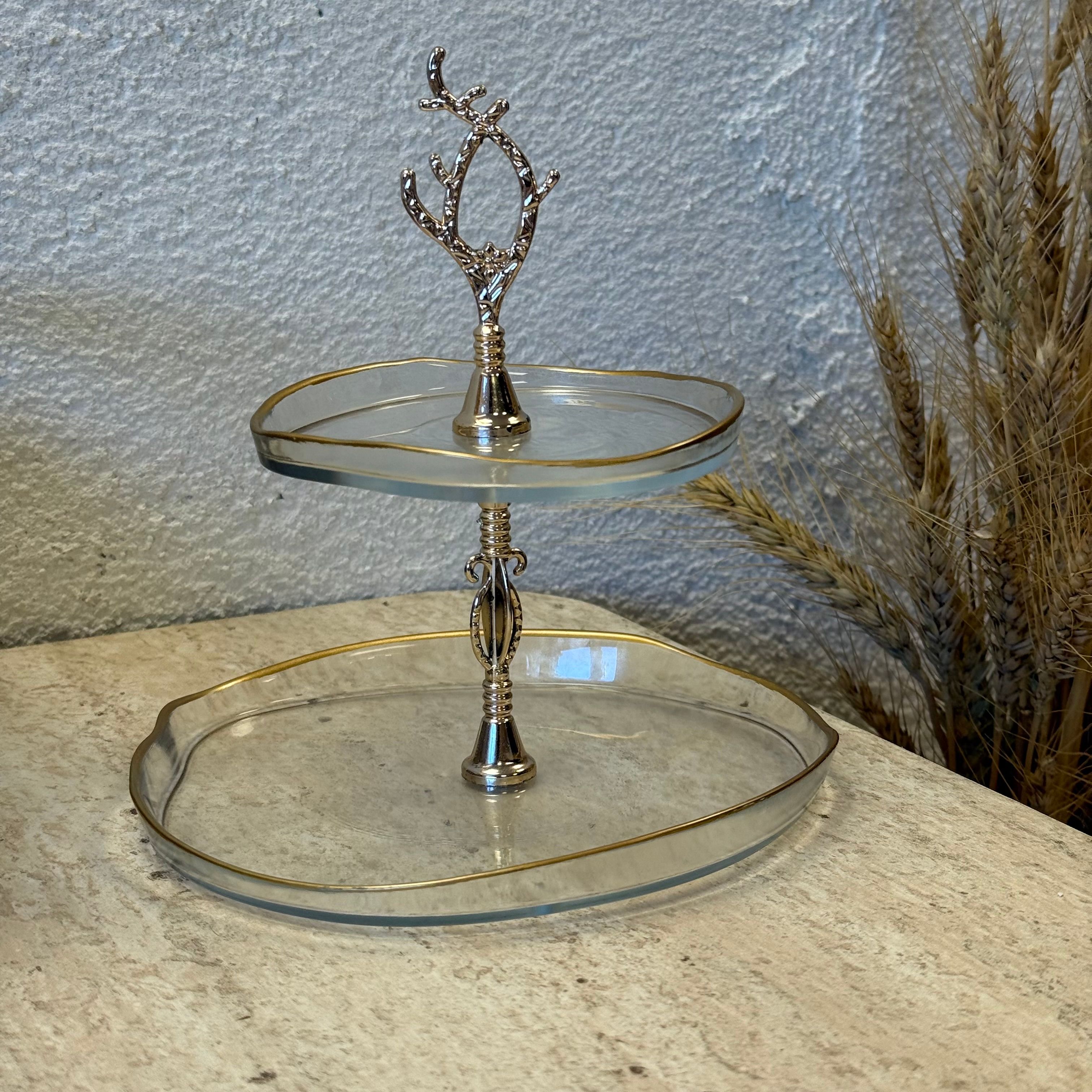Glasscom İki Katlı Kurabiyelik 20 cm 