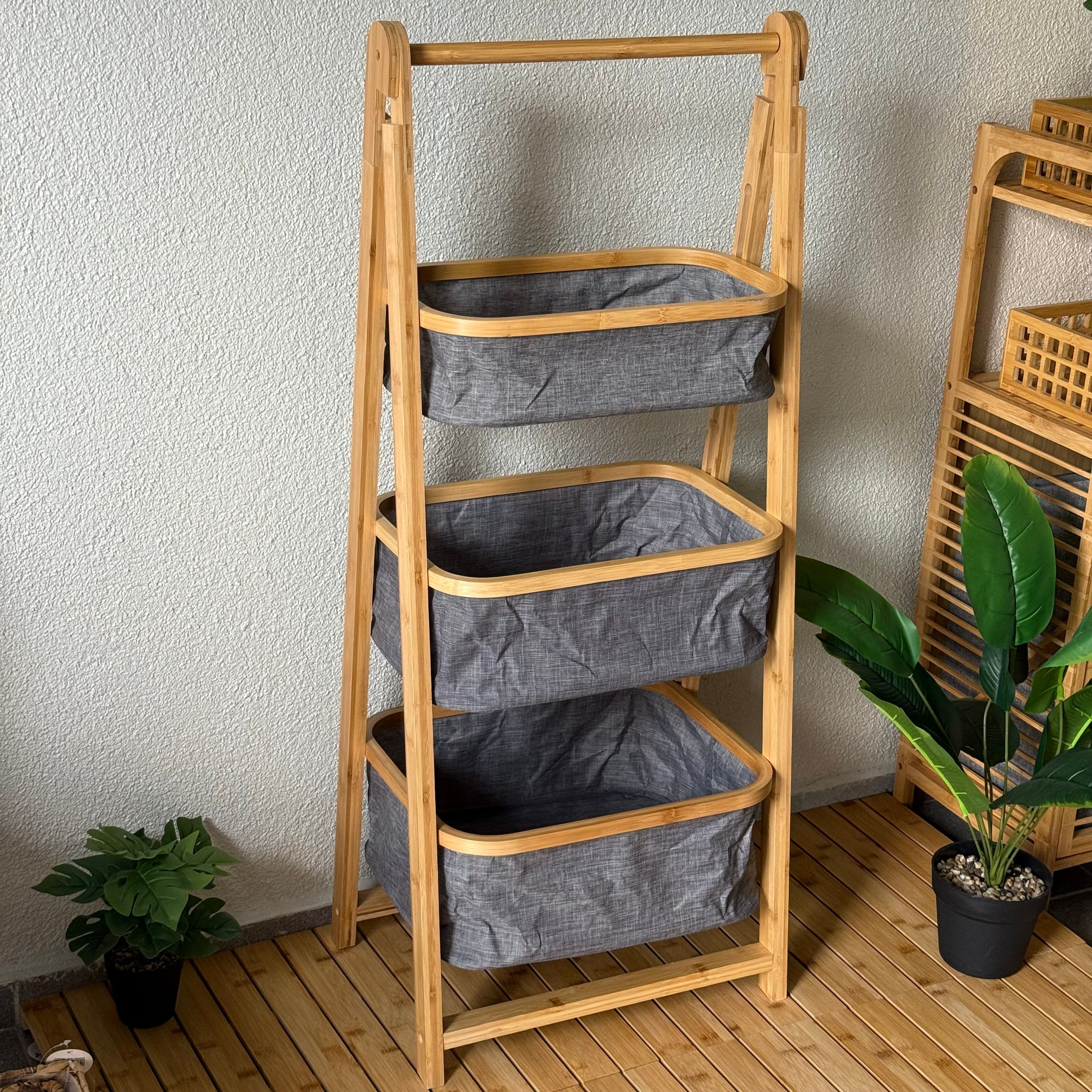Elbi Bambu Sepetli Banyo yada Mutfak Rafı 110x45 CM 