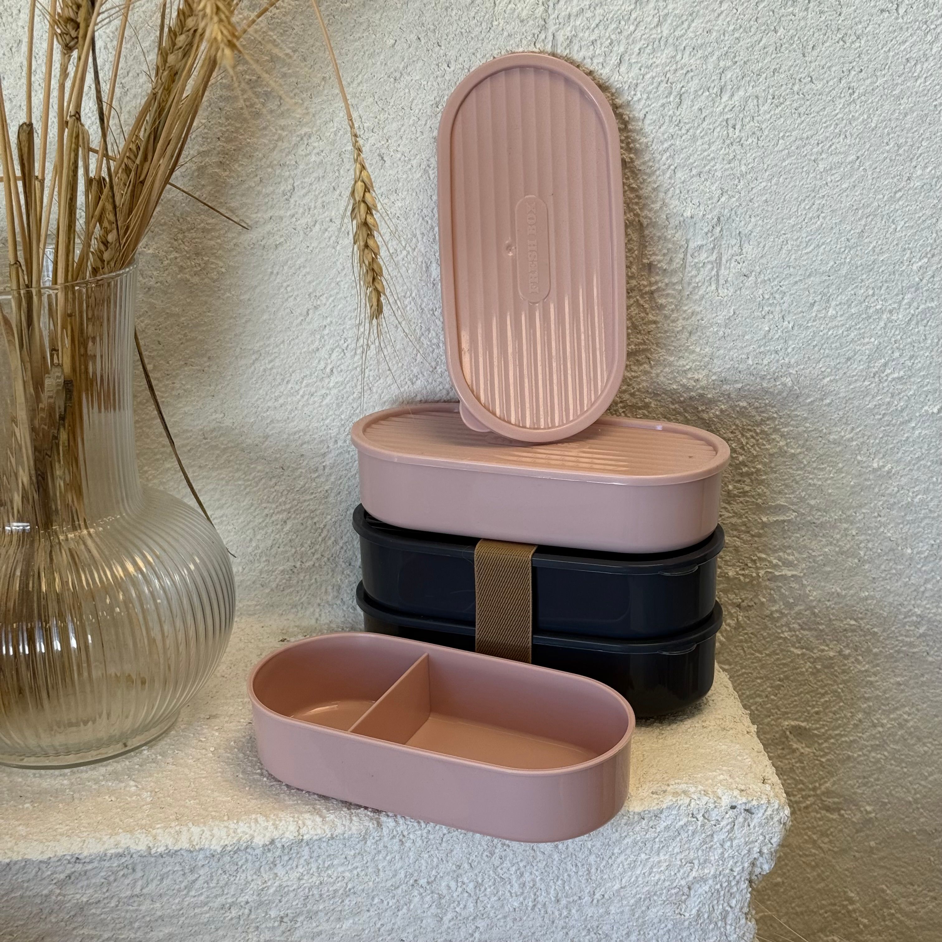 Pinterest İpli Saklama Kabı Gri-Pudra 2 Set 
