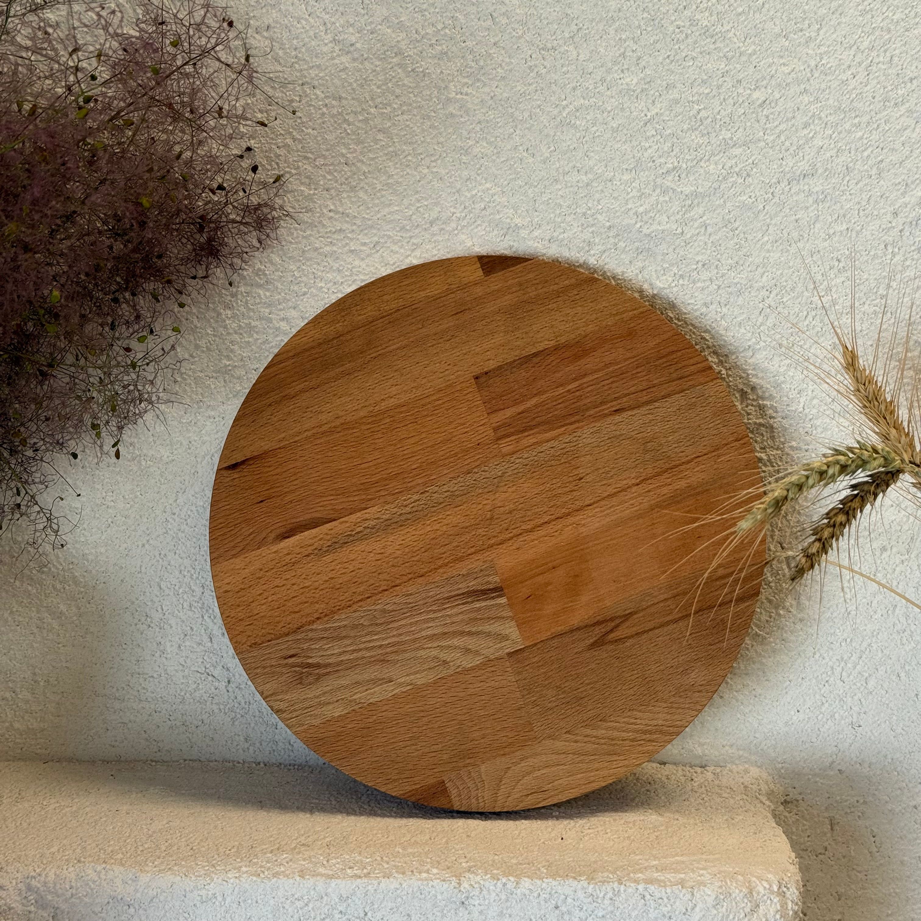 Ahşap Dönen Ayaklı Yuvarlak Sunumluk 28 cm 
