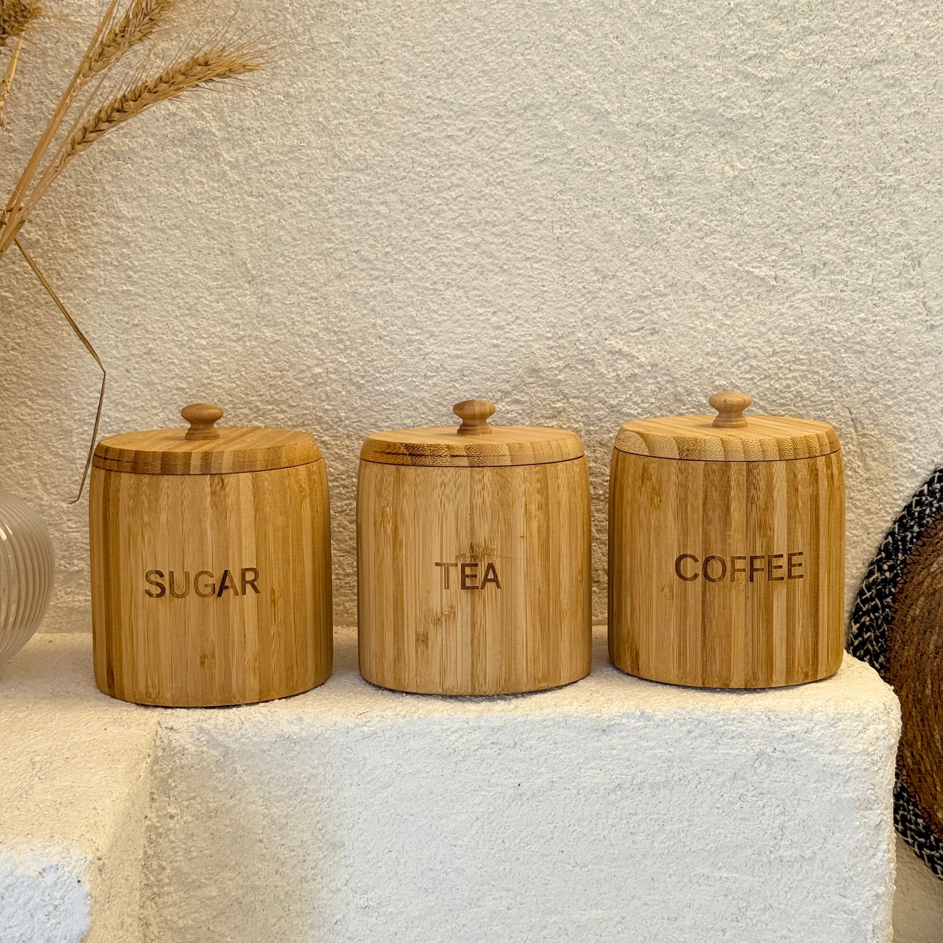 Bambu Tombul Kavanoz Baharatlık Seti 