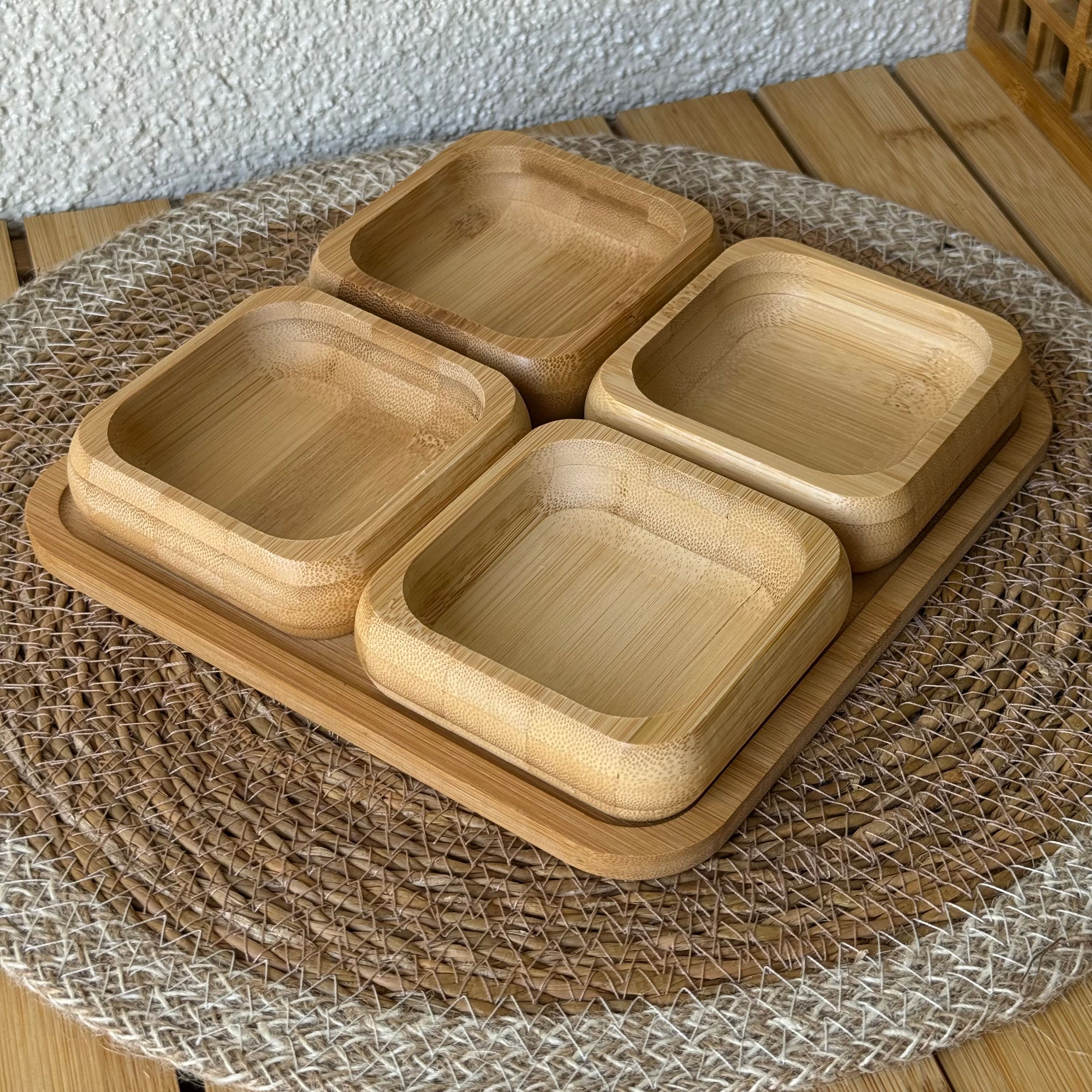 Roman Kare Bambu Standlı Çerezlik Seti (KOD:9082)