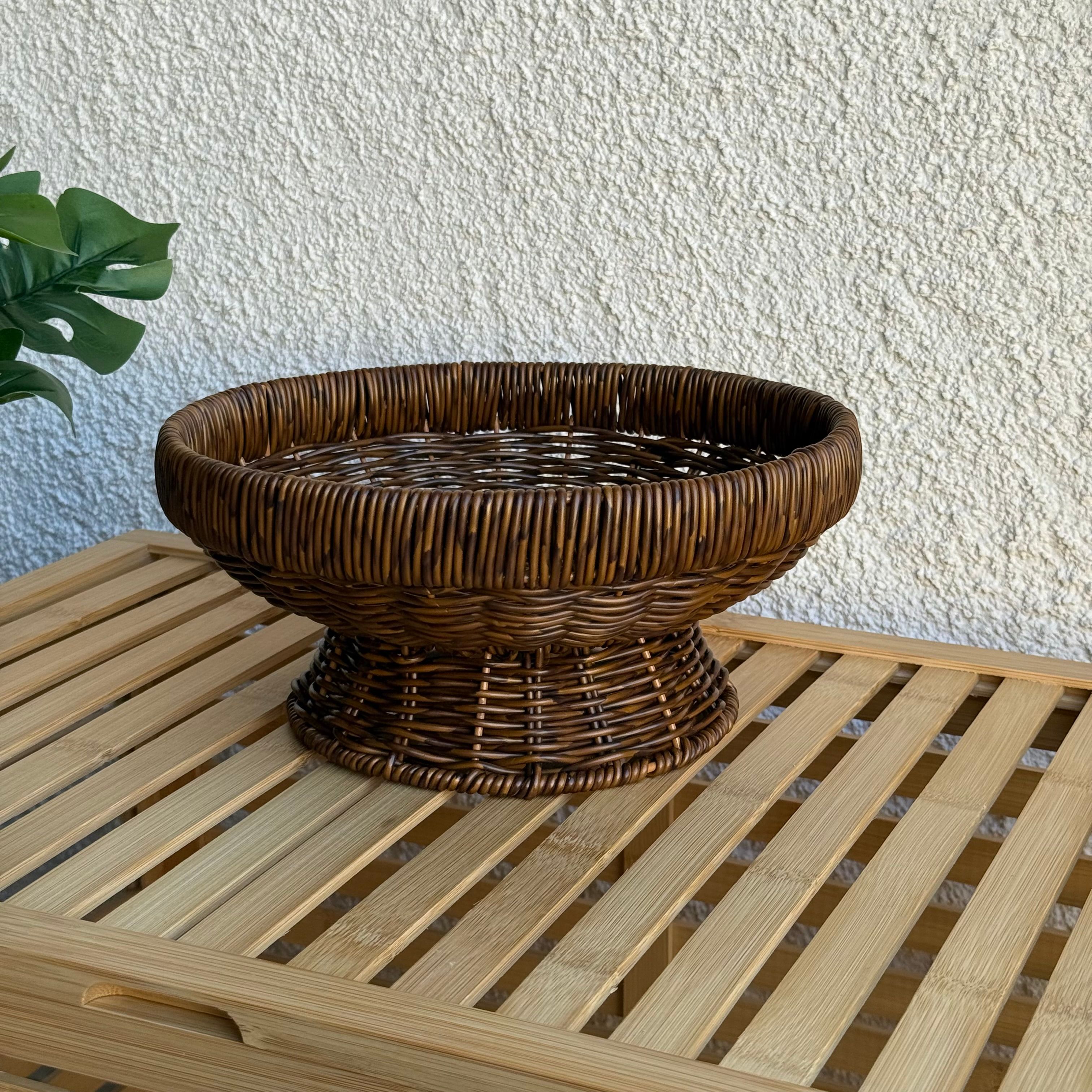 Sandy Rattan Ayaklı Meyvelik 25 cm Kahve Rengi 