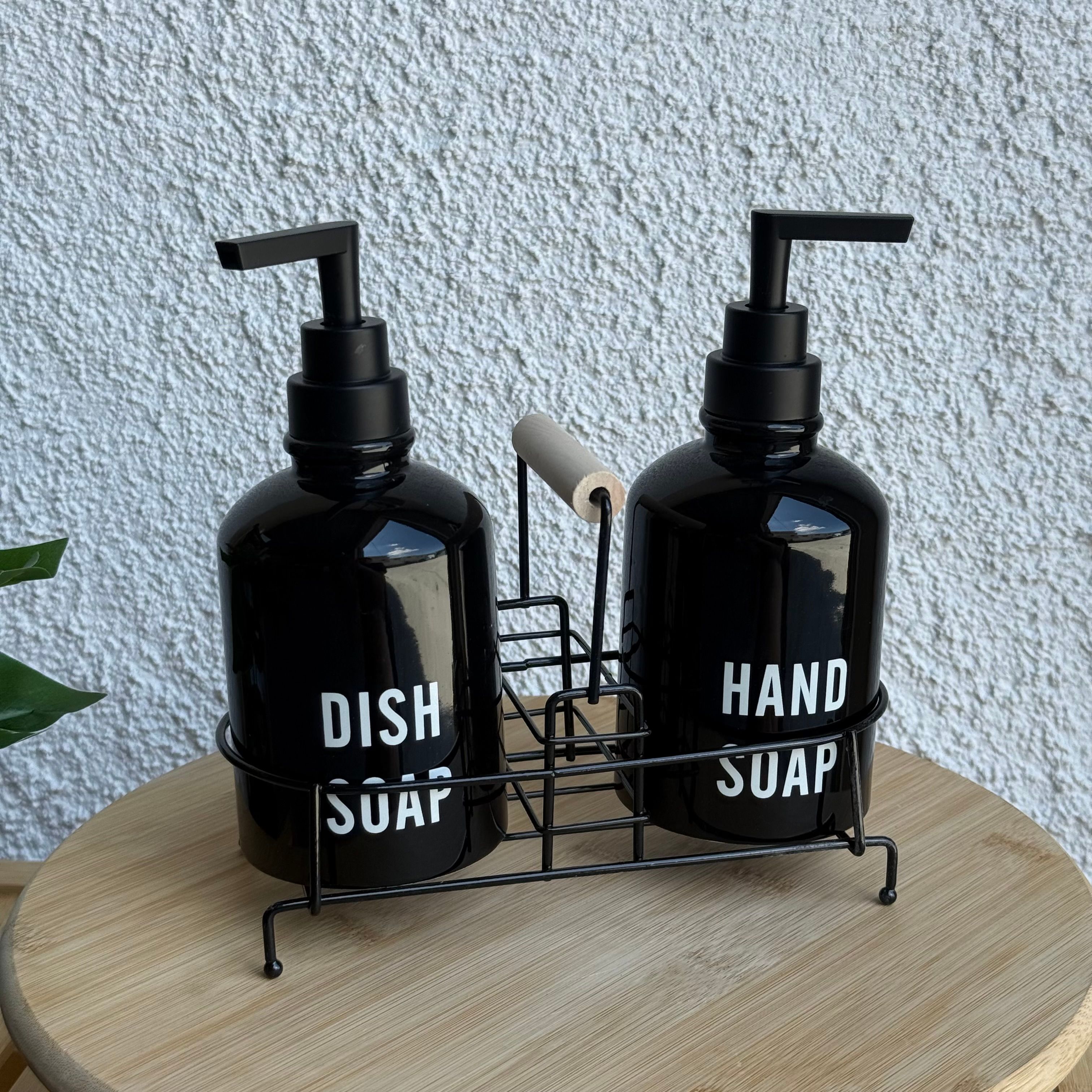 Tonish Standlı Sıvı Sabunluk Seti Siyah 