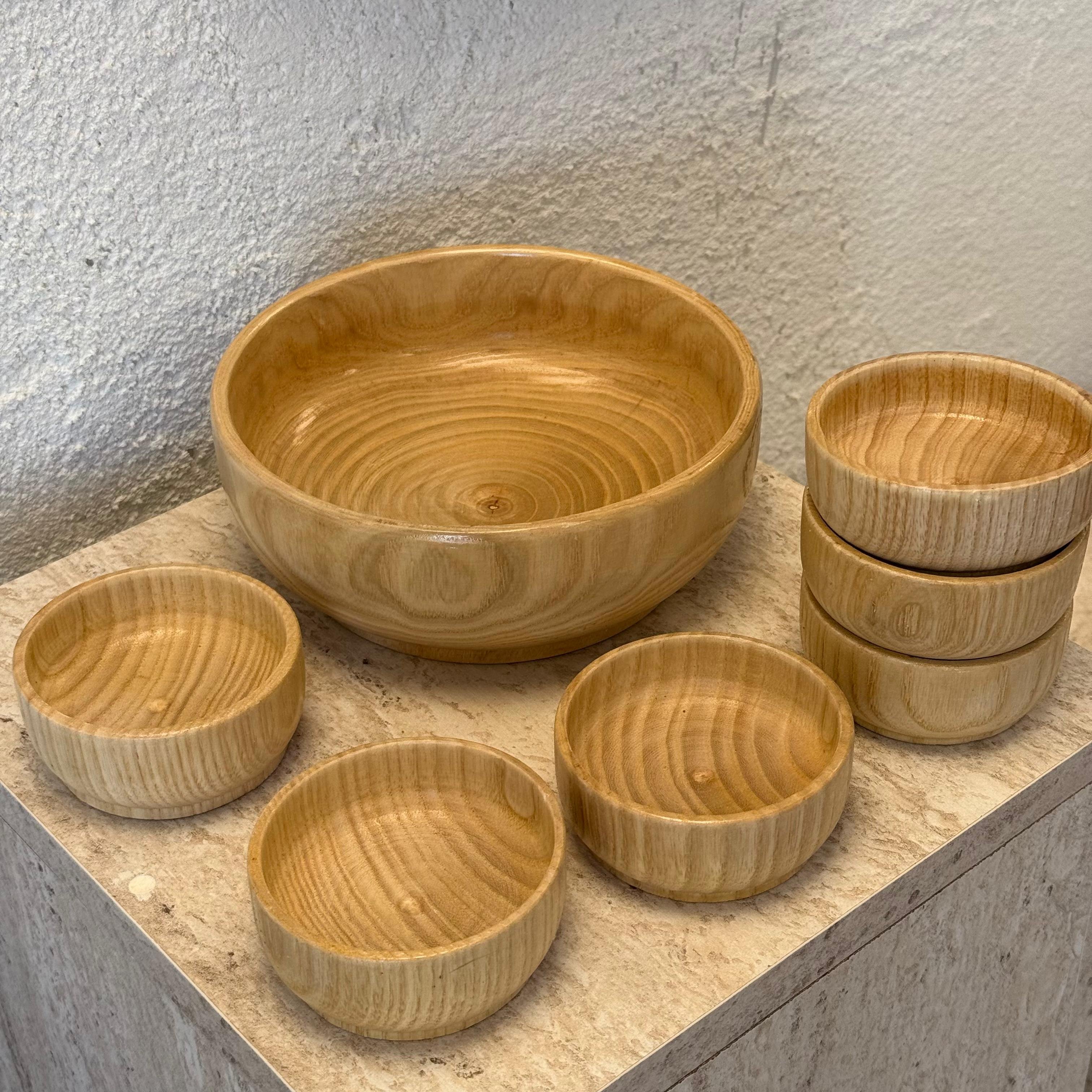 Mywood 7 Parça Özel Ahşap Çerezlik Set (Açık)