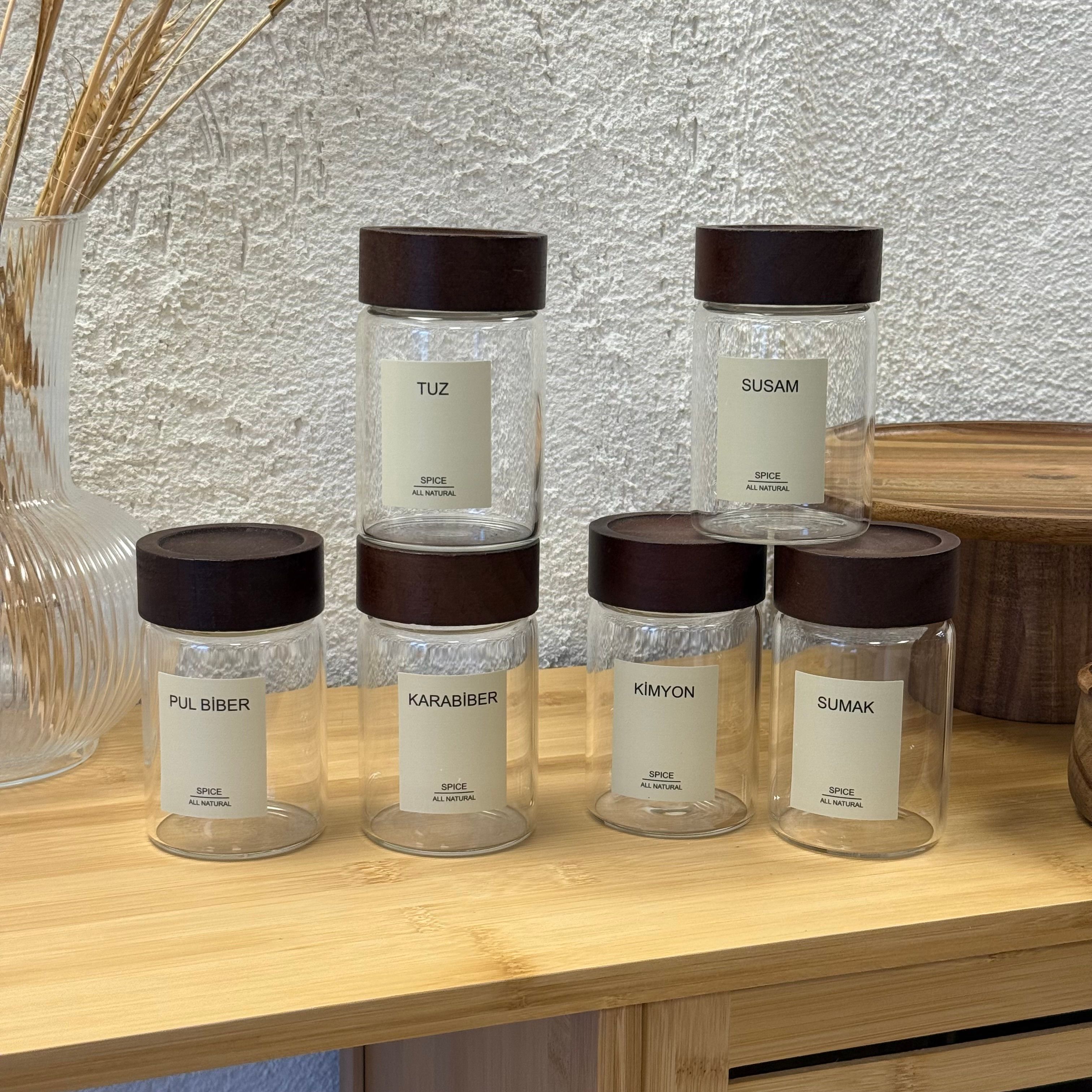 Strokka Akasya Kapaklı Silindir Kavanoz Seti 6 Adet 240 ml 