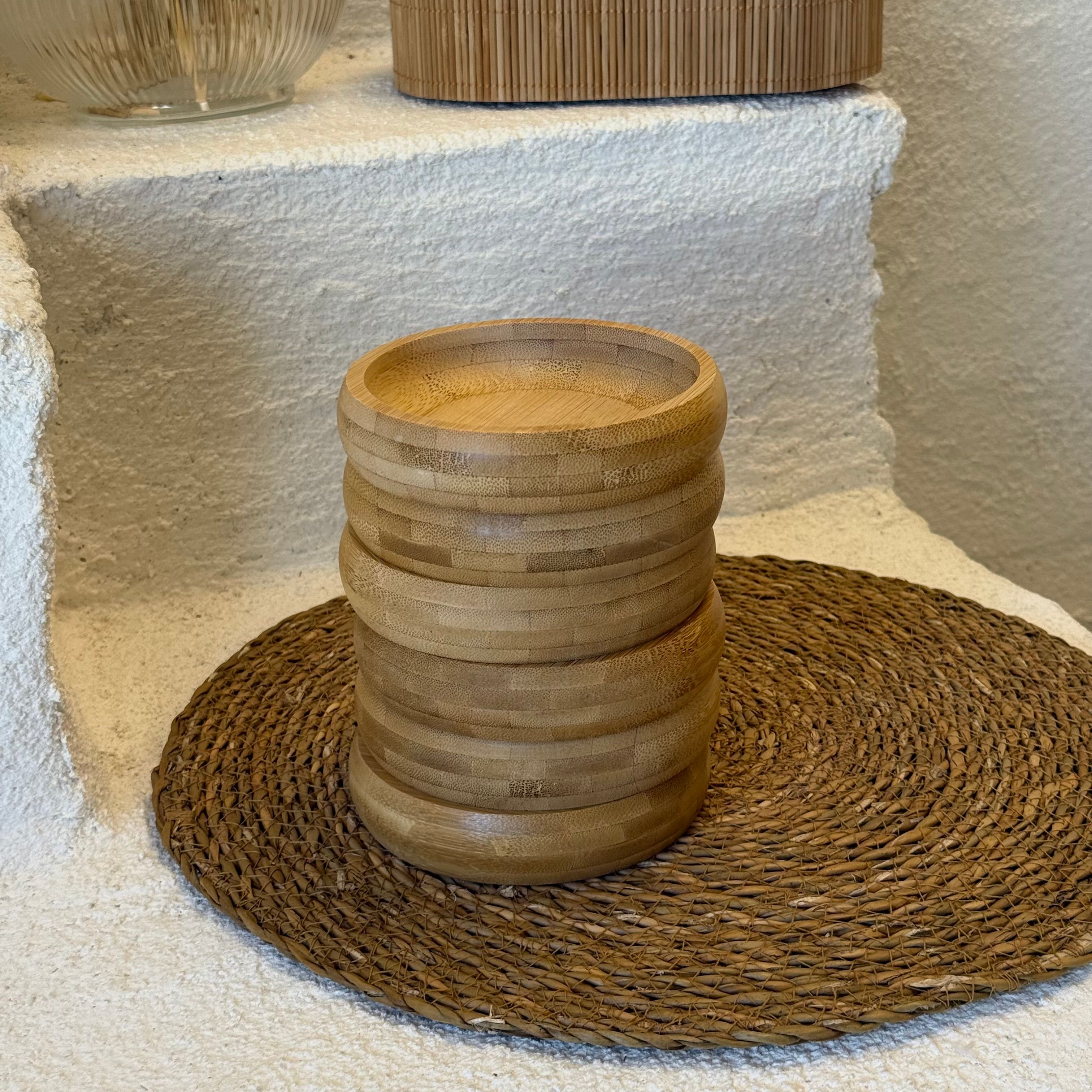 Bambu Yuvarlak Çerezlik Kahvaltılık Seti 12x12x2,5 cm 