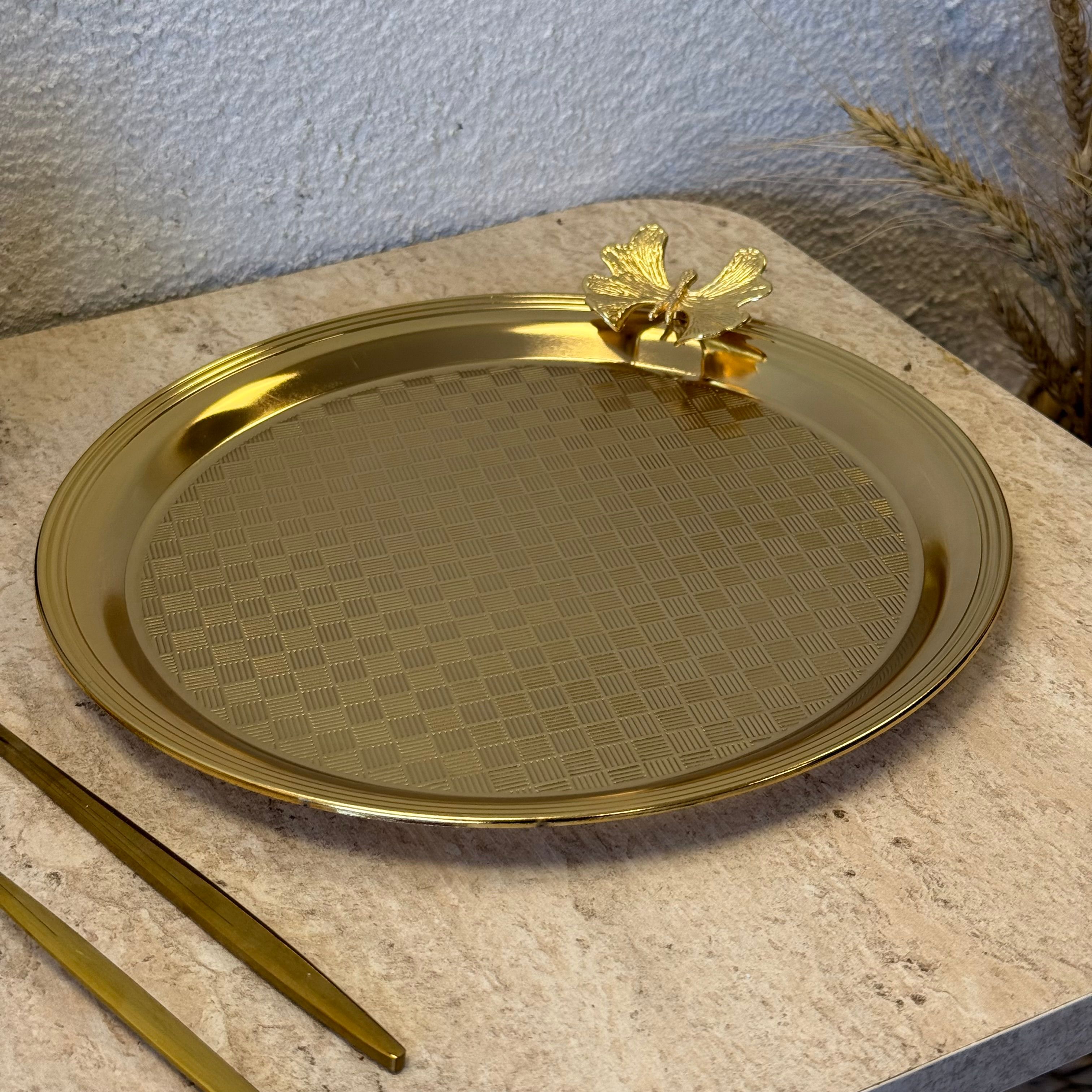 Yuvarlak Sunum Tepsisi Gold 25X25 CM 