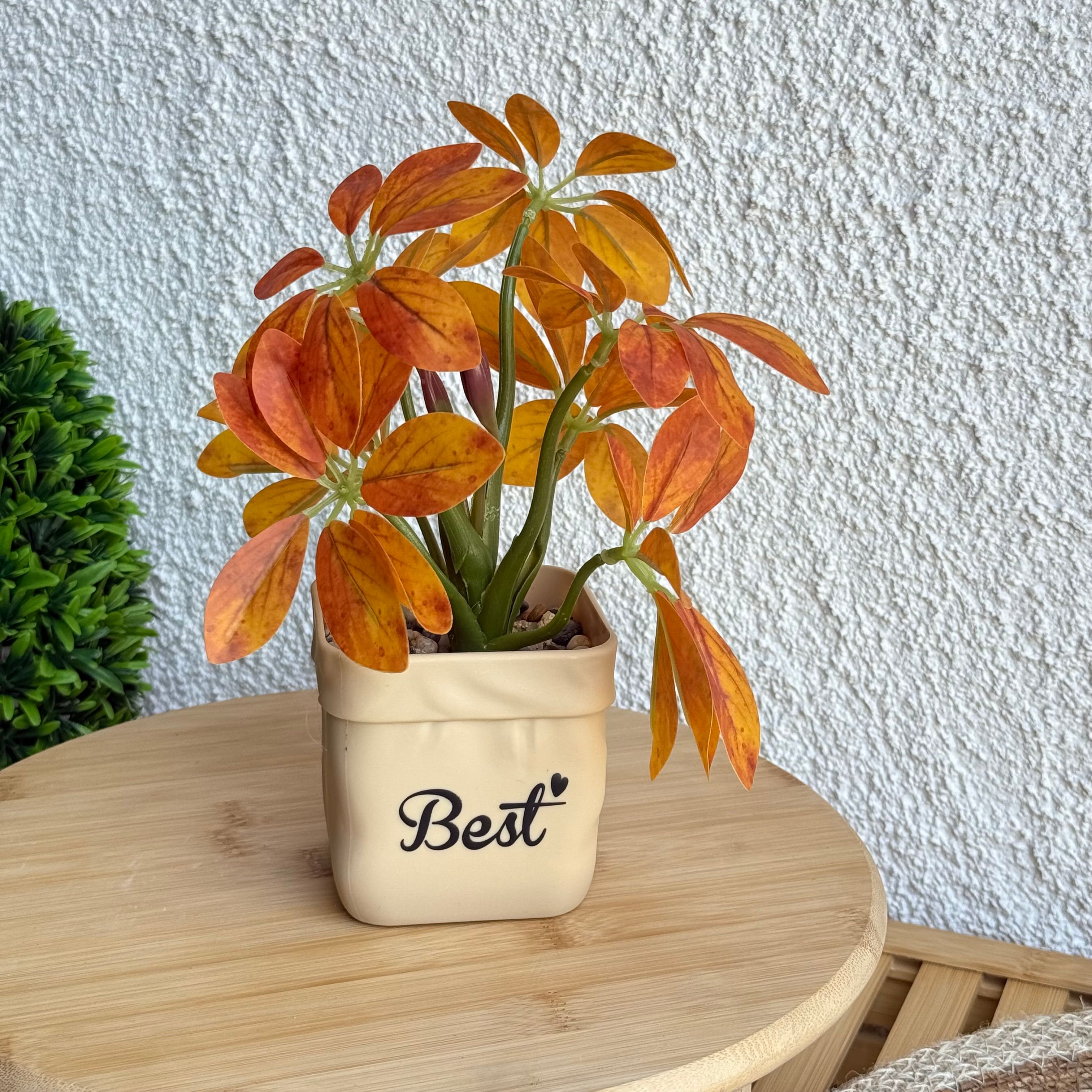 Best Saksılı Yapay Çiçek Turuncu 25 cm 