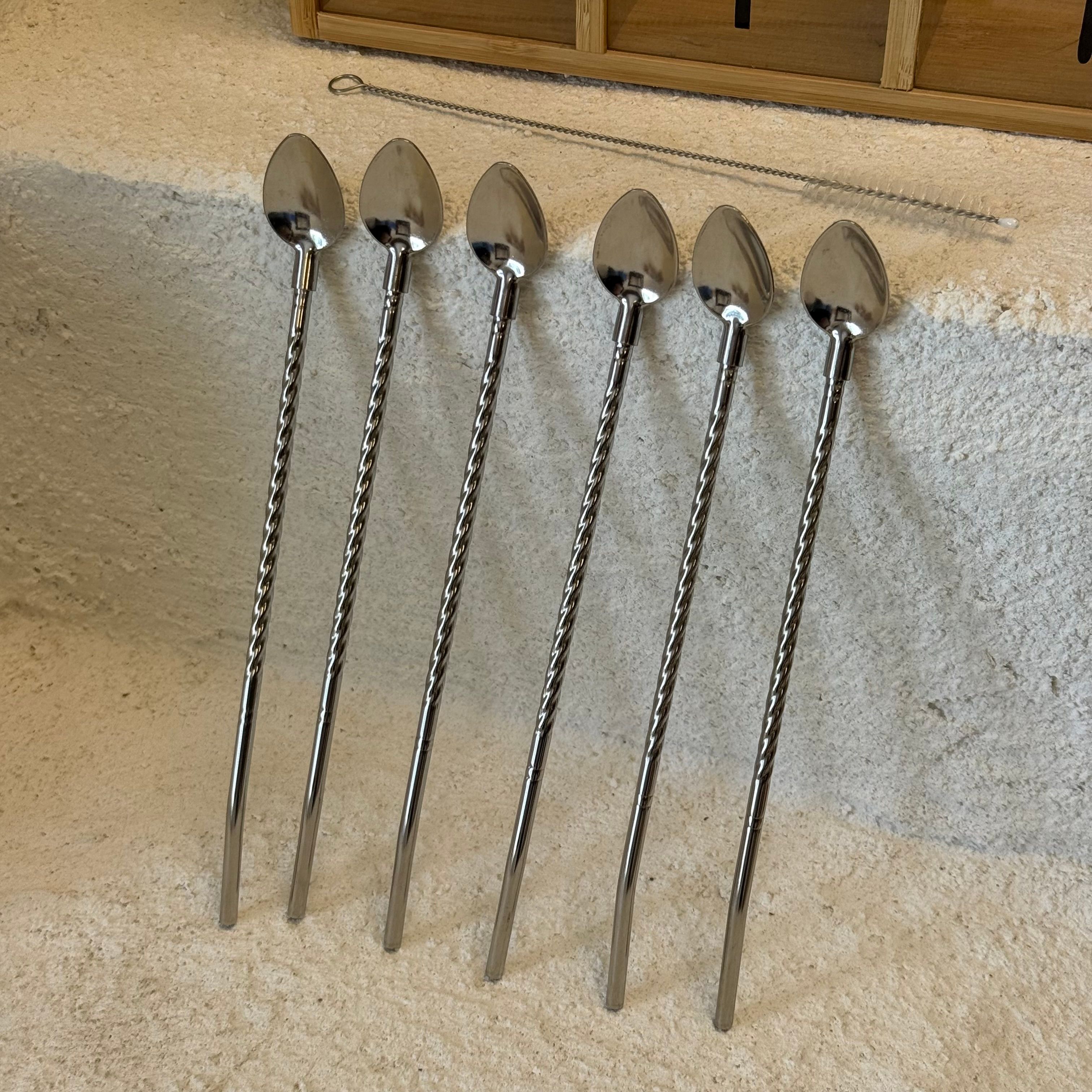 Yakup Pipetli Kokteyl Veya Kahve Kaşığı 6 Adet 22 cm