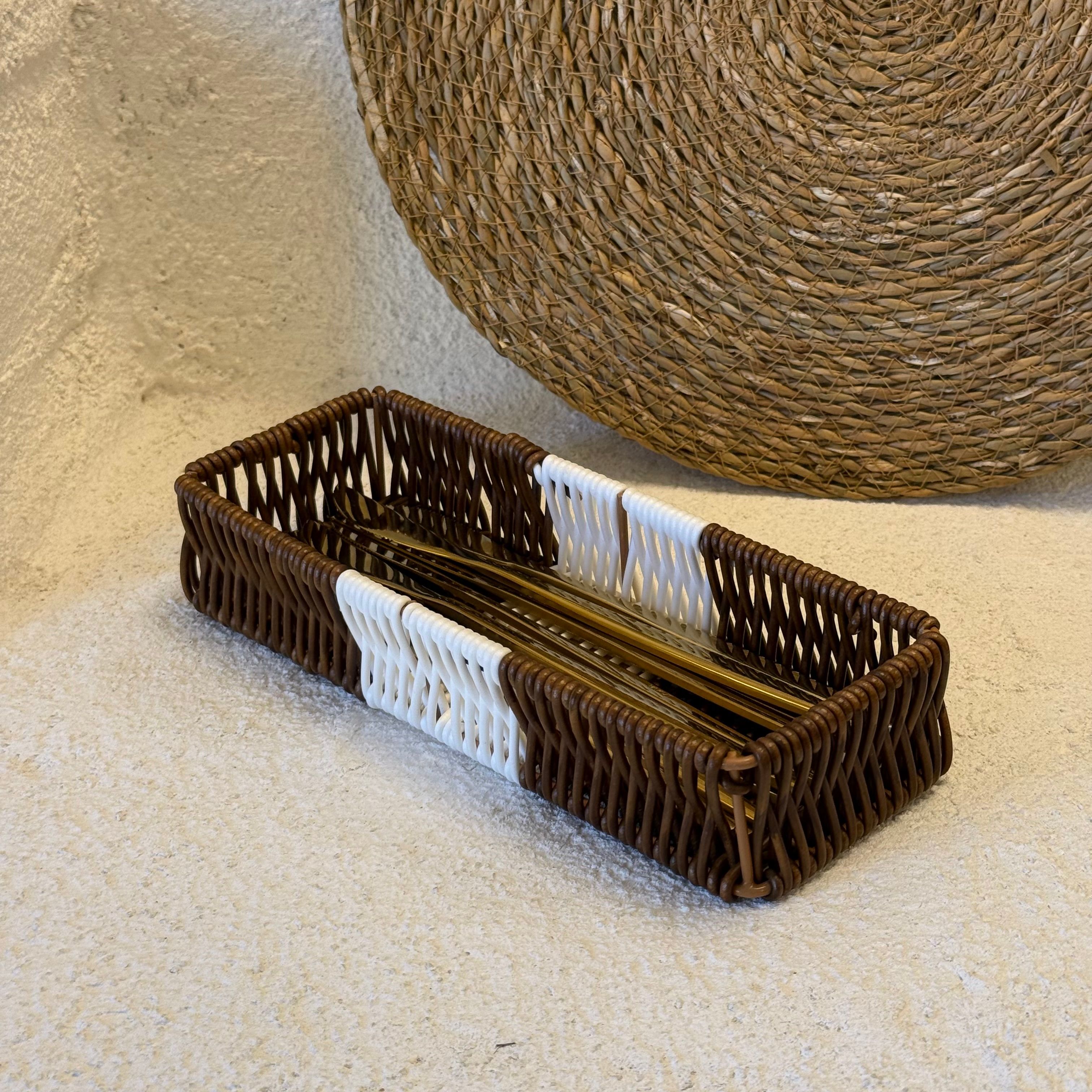 Pinterest Rattan Dikdörtgen Organizer Kahve Rengi 