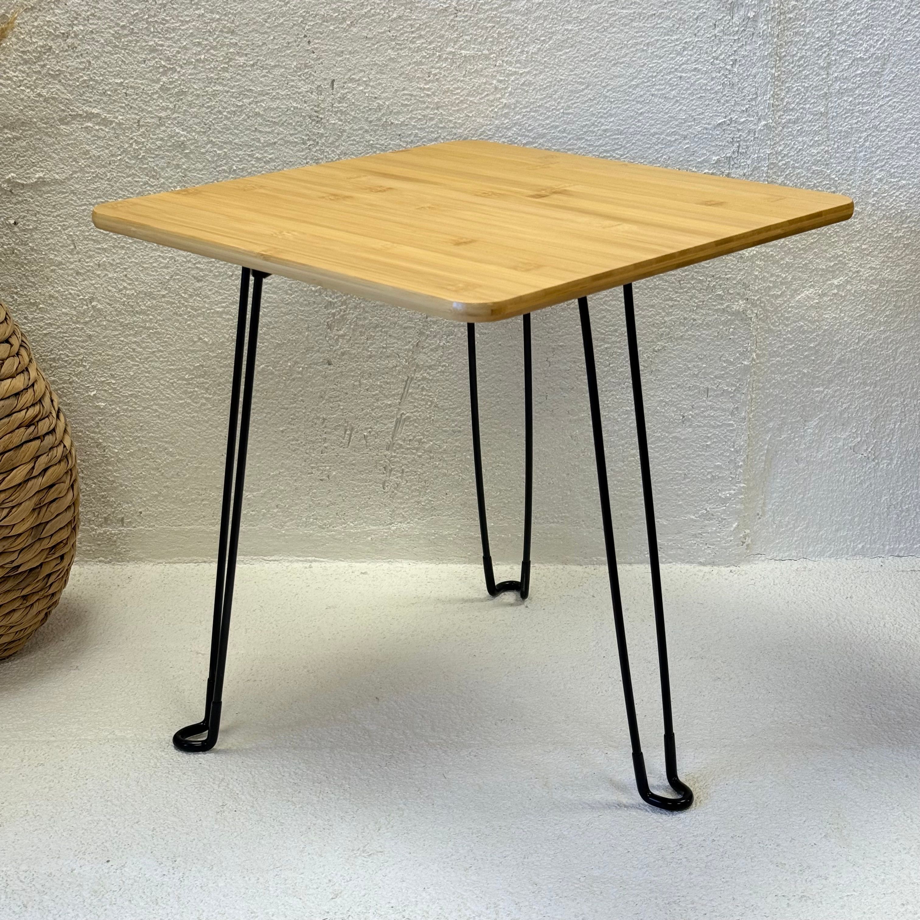 Katlanır Bambu Kare Orta Sehpa 44x44x46 cm 