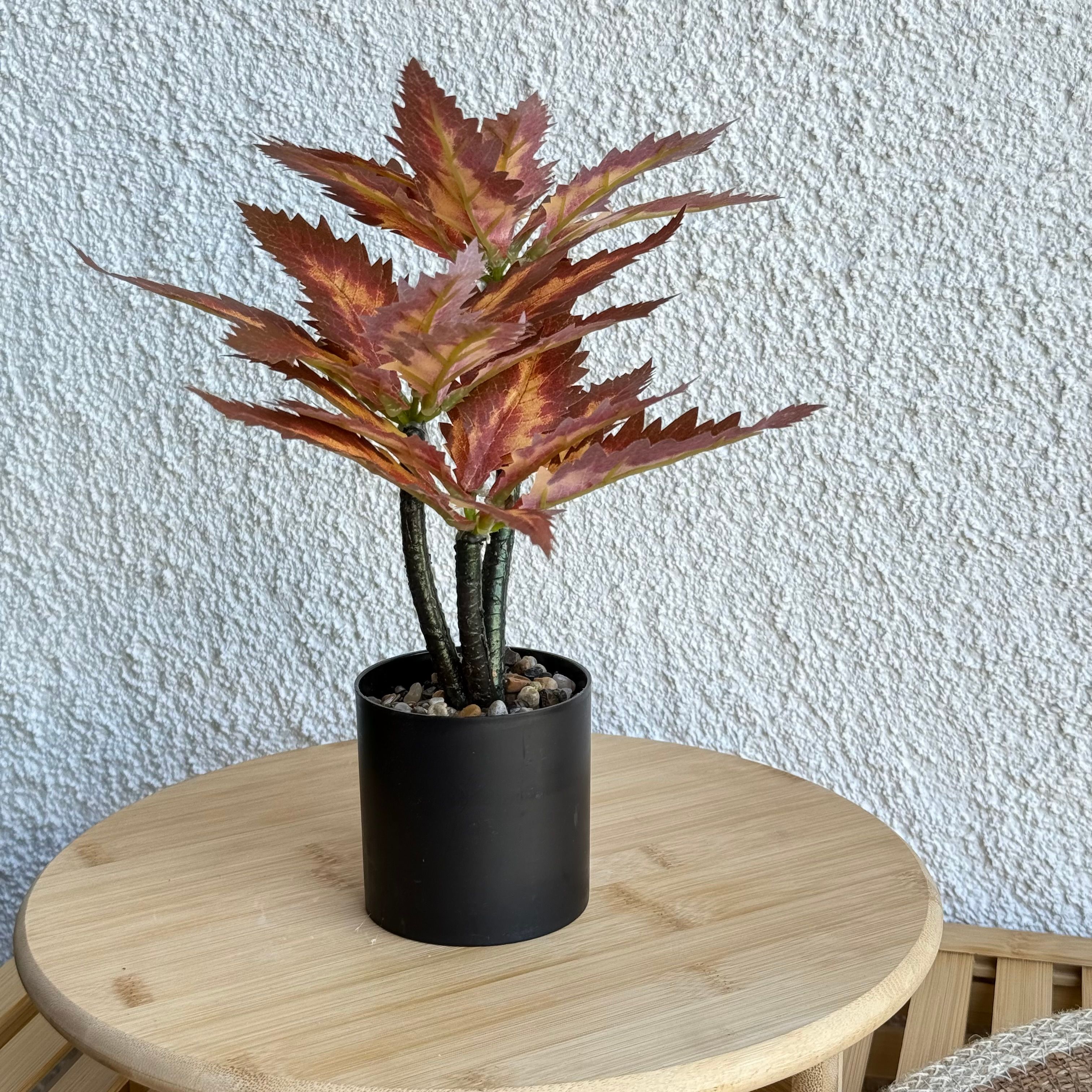 Coleus Saksılı Yapay Çiçek 30 cm Turuncu-Bordo