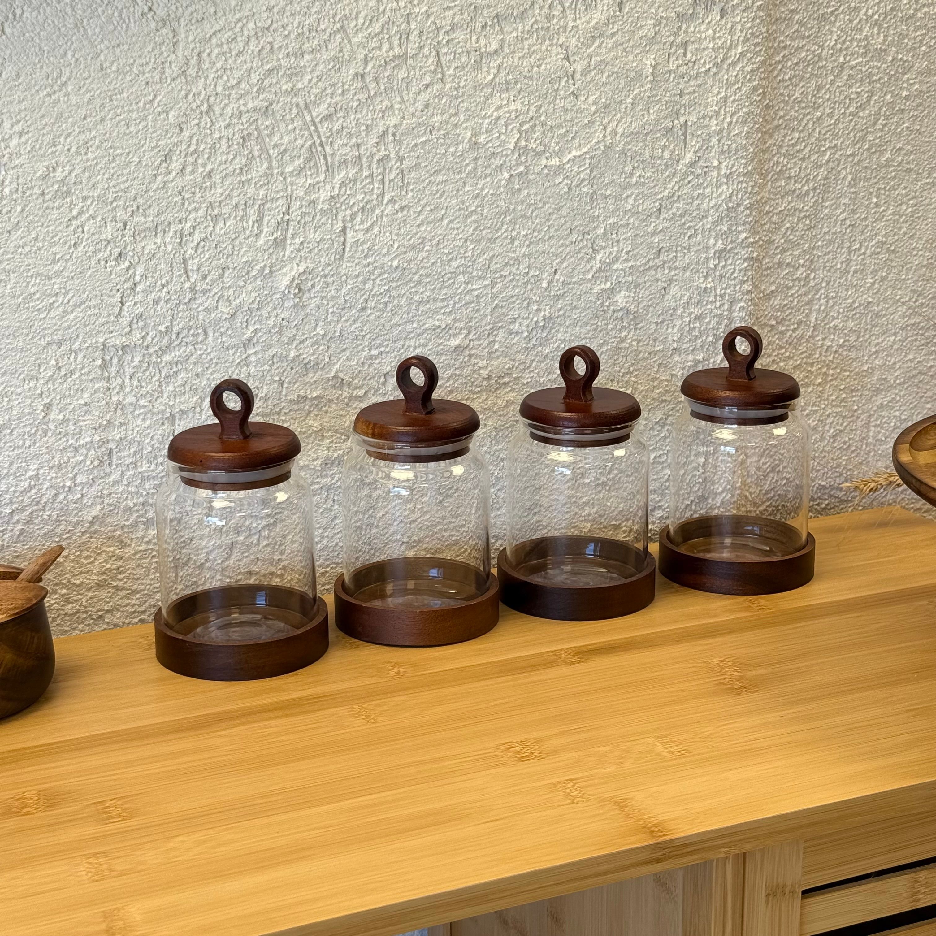 Terra 4 Lü Akasya Kapaklı Cam Kavanoz Seti 300 ml 