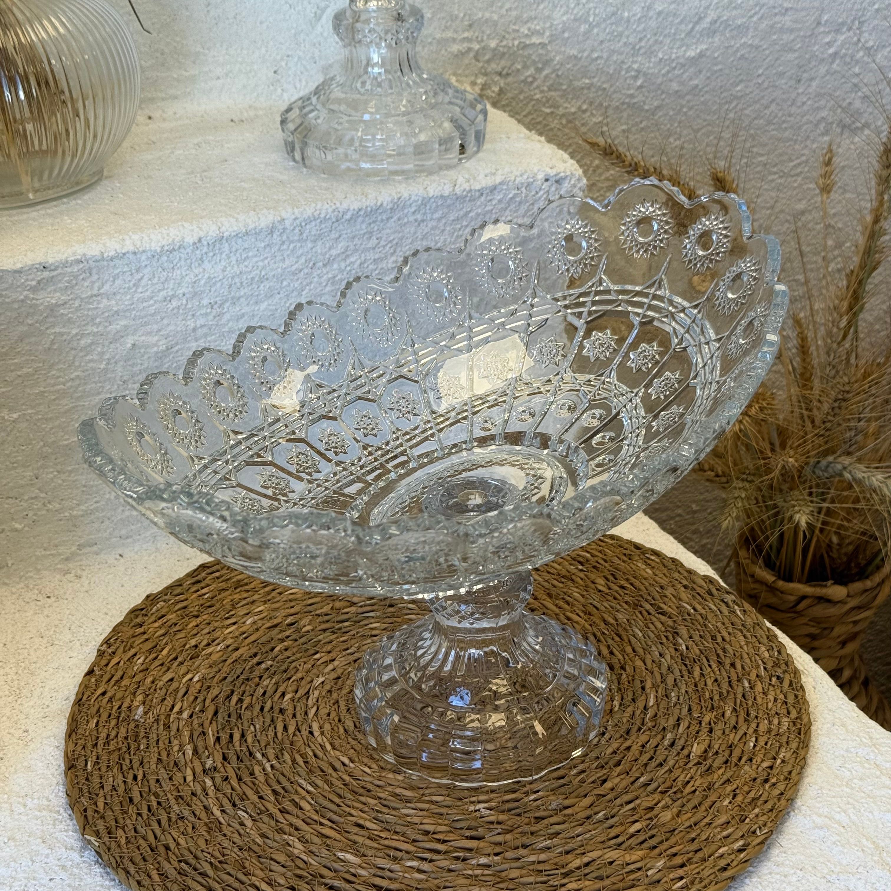 Sakura Ayaklı Oval Kristal Lüks Kase 36x23x21 cm 
