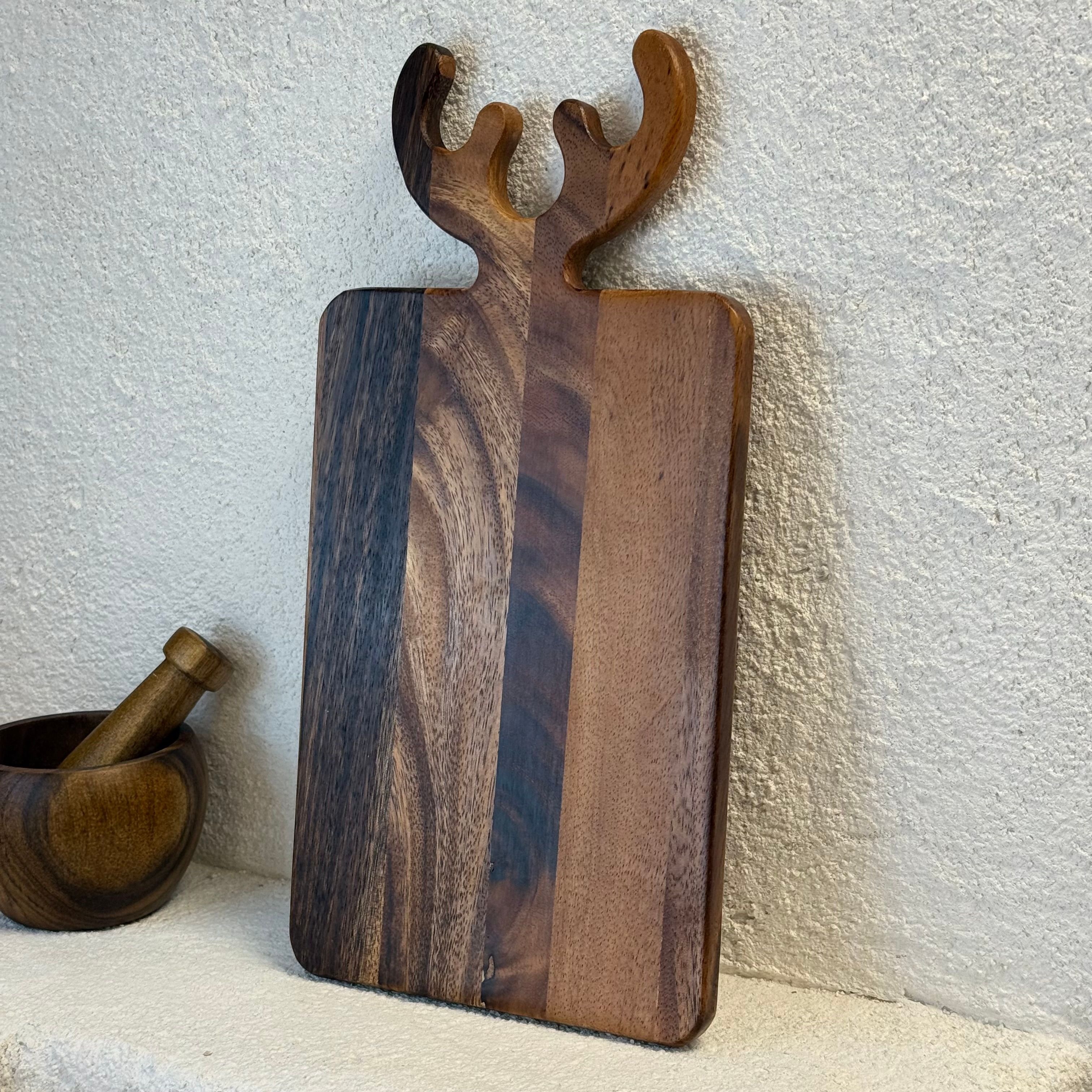 Geyik Orta Boy Akasya Ağacı Dikdörtgen Sunumluk 40x20 cm (SÜPER FİYAT)