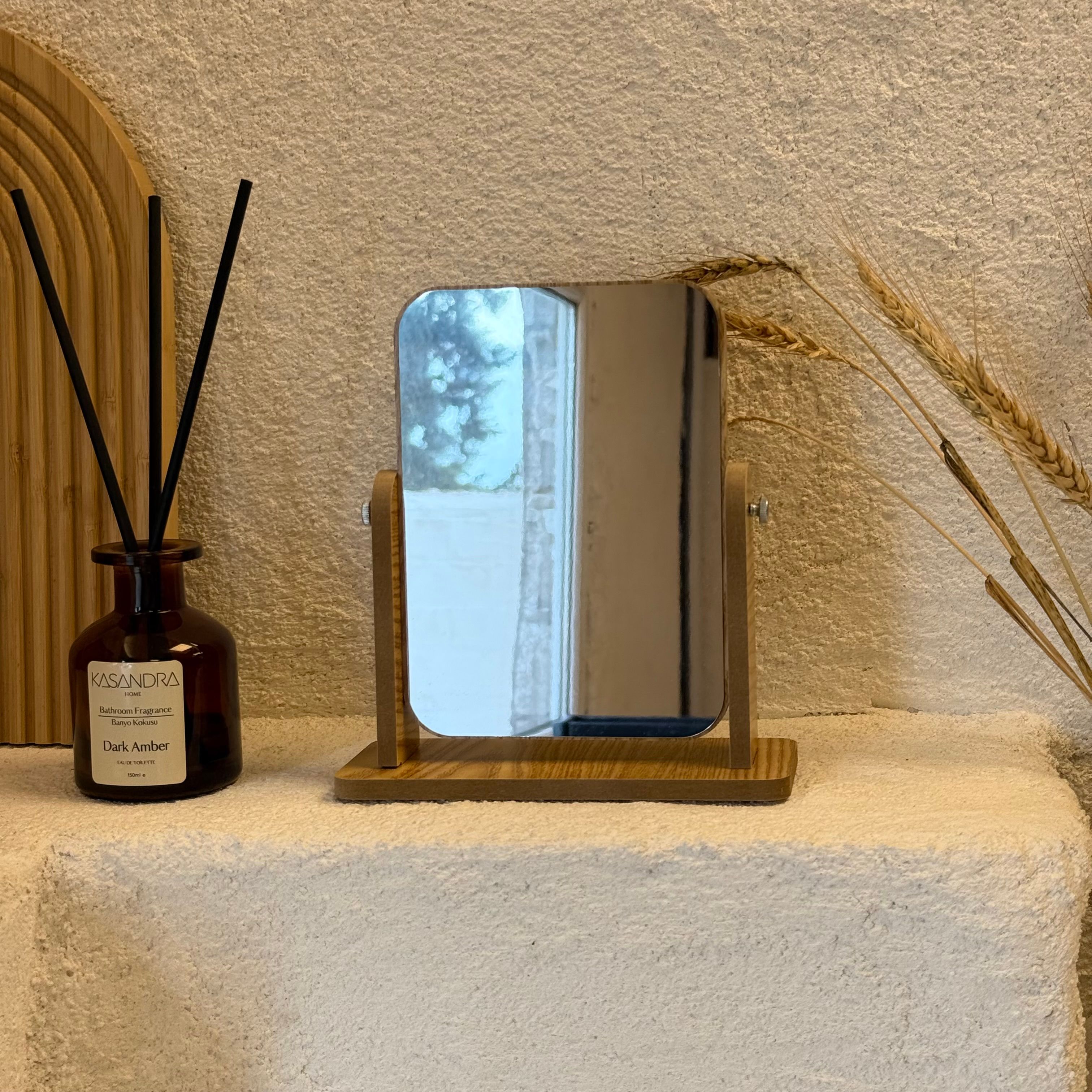 Bono Ahşap Dönerli Makyaj Aynası 21x18 cm 